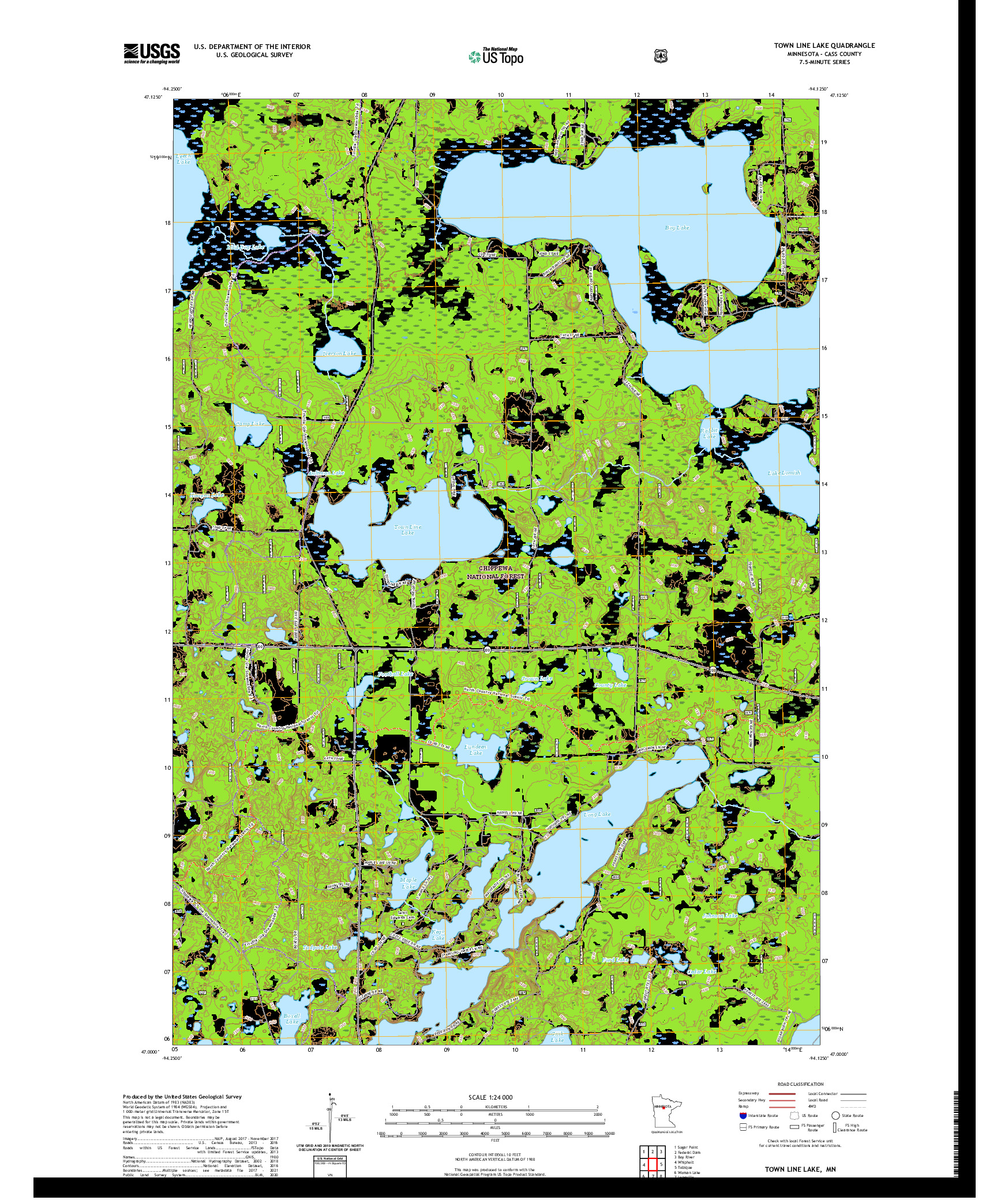 US TOPO 7.5-MINUTE MAP FOR TOWN LINE LAKE, MN