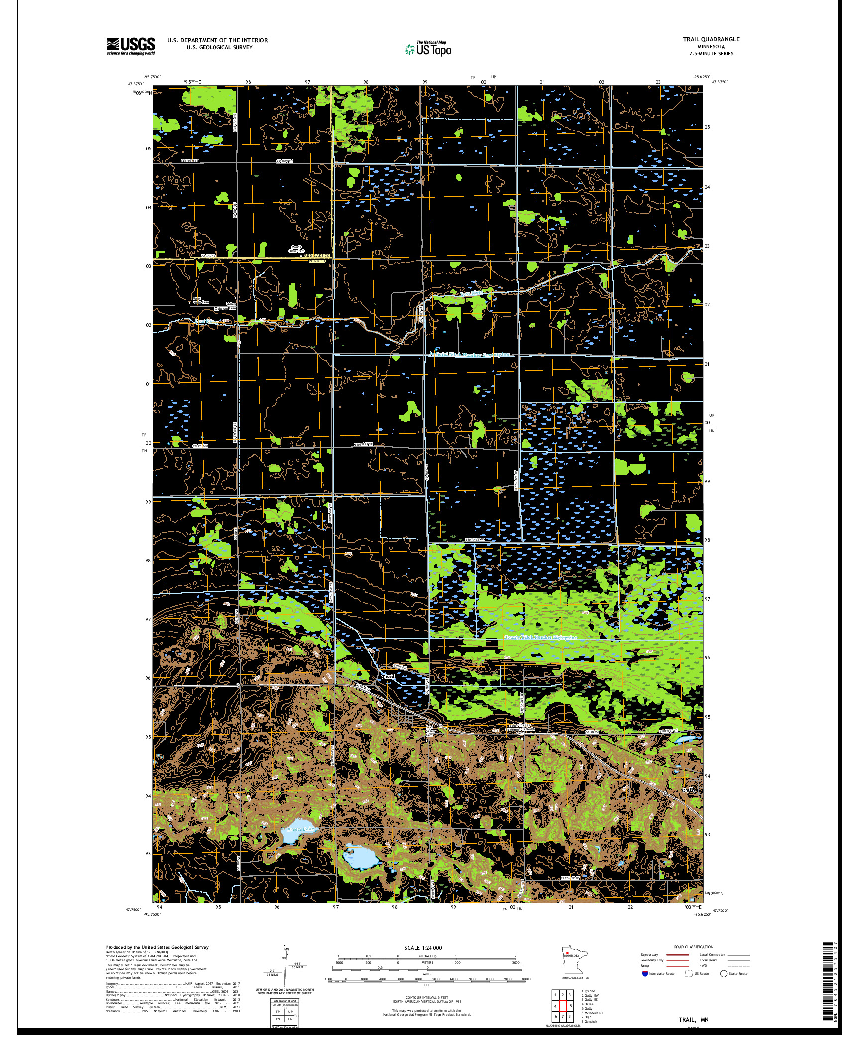 US TOPO 7.5-MINUTE MAP FOR TRAIL, MN