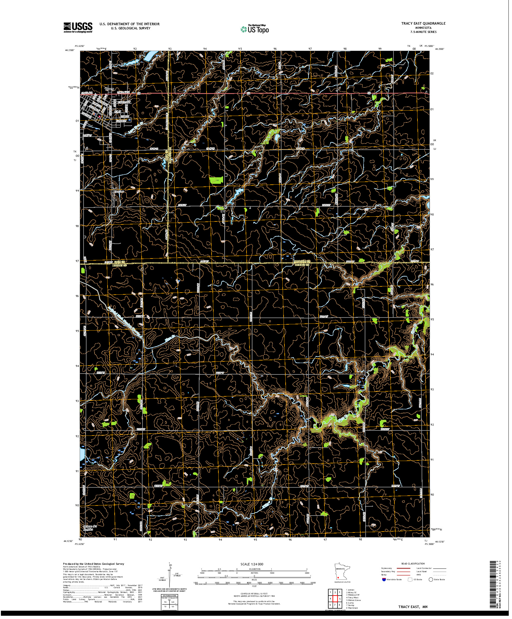 US TOPO 7.5-MINUTE MAP FOR TRACY EAST, MN