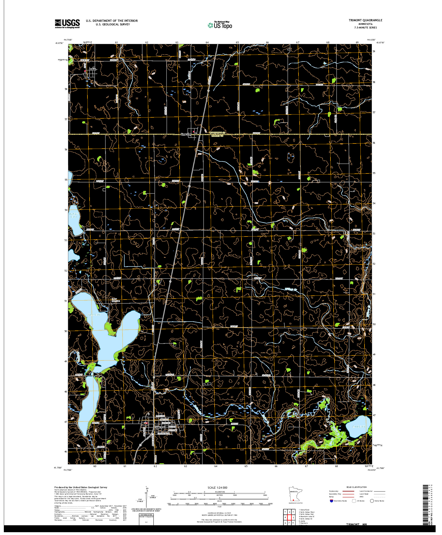 US TOPO 7.5-MINUTE MAP FOR TRIMONT, MN