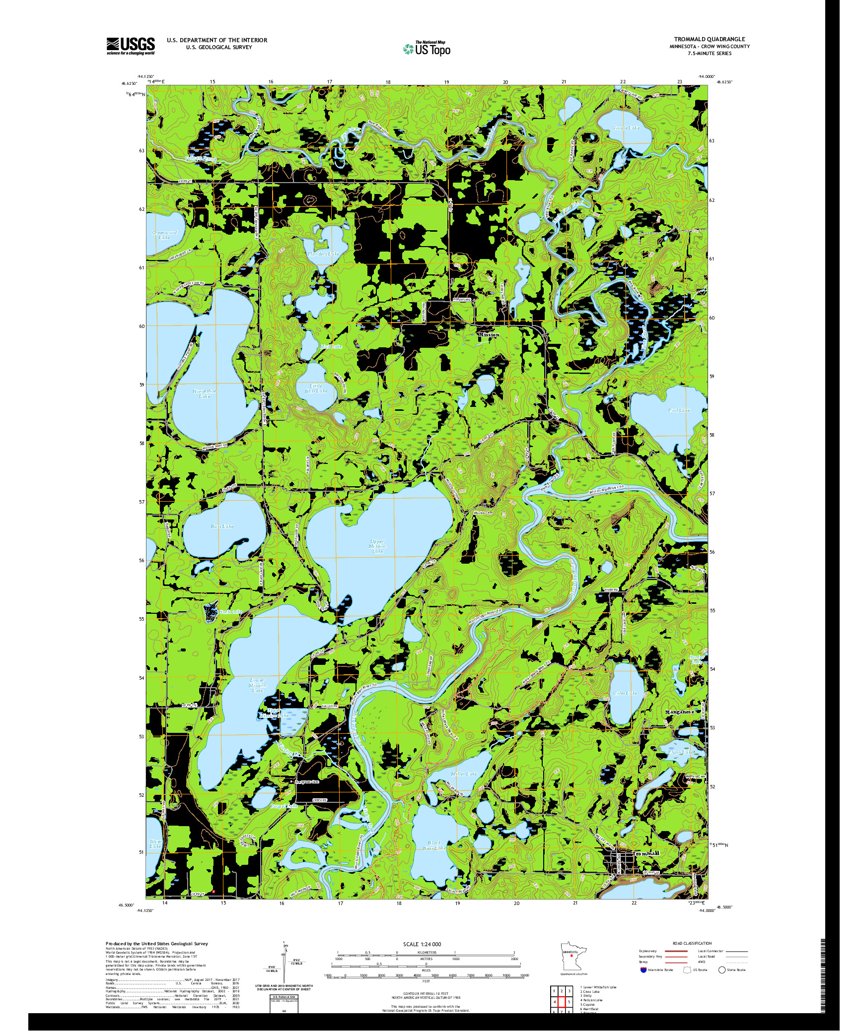 US TOPO 7.5-MINUTE MAP FOR TROMMALD, MN