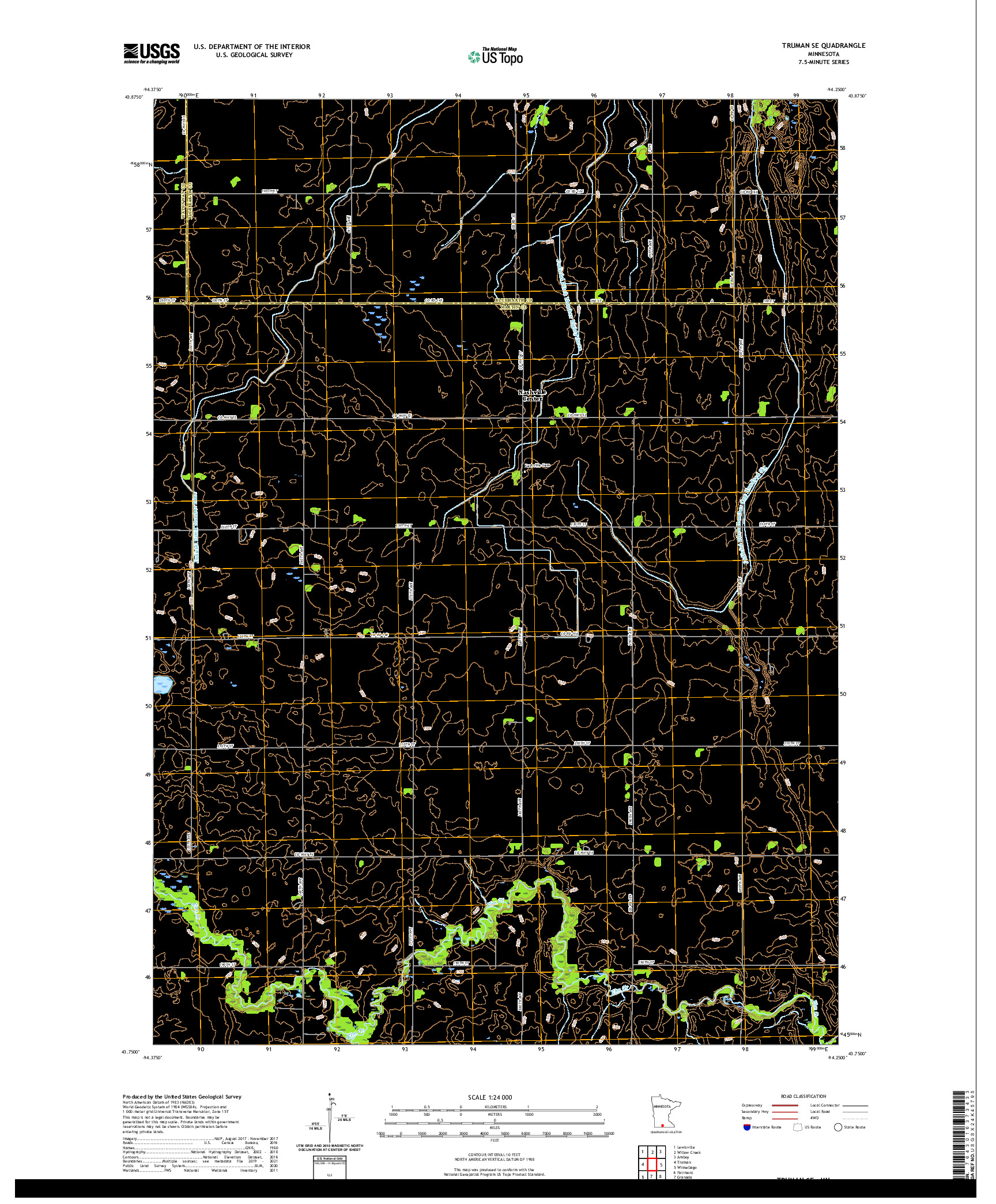 US TOPO 7.5-MINUTE MAP FOR TRUMAN SE, MN