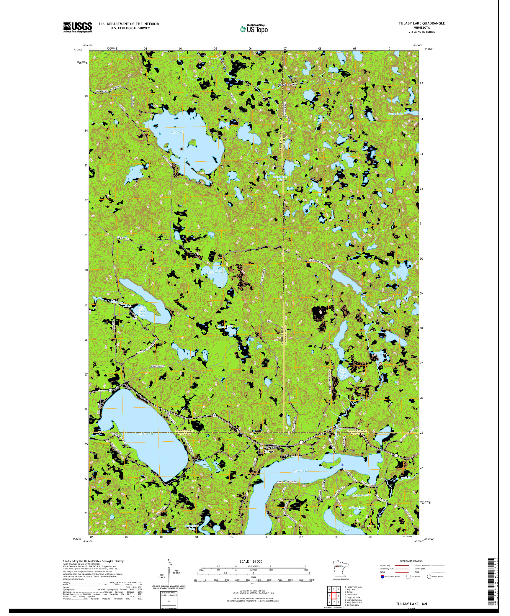 US TOPO 7.5-MINUTE MAP FOR TULABY LAKE, MN