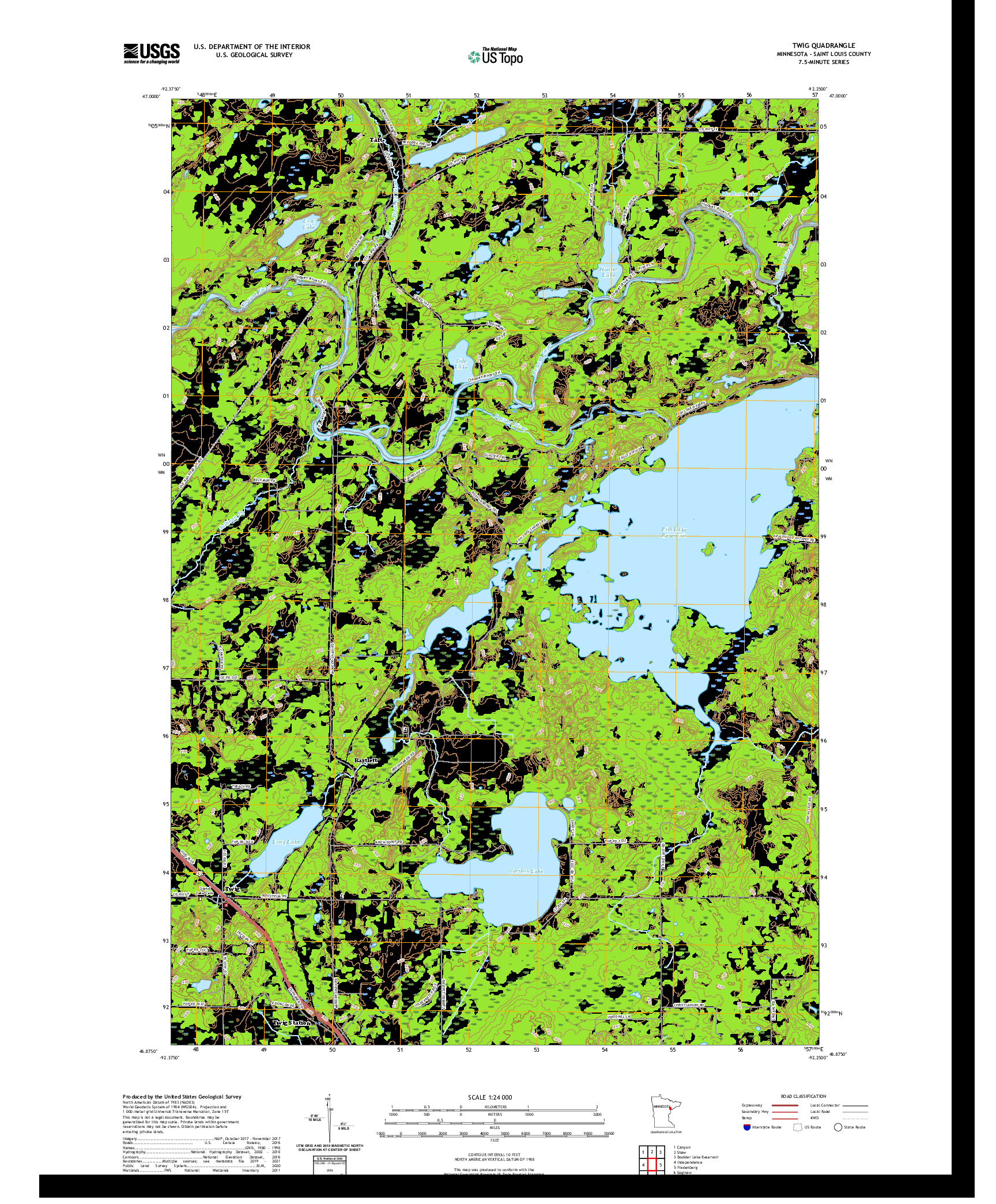 US TOPO 7.5-MINUTE MAP FOR TWIG, MN