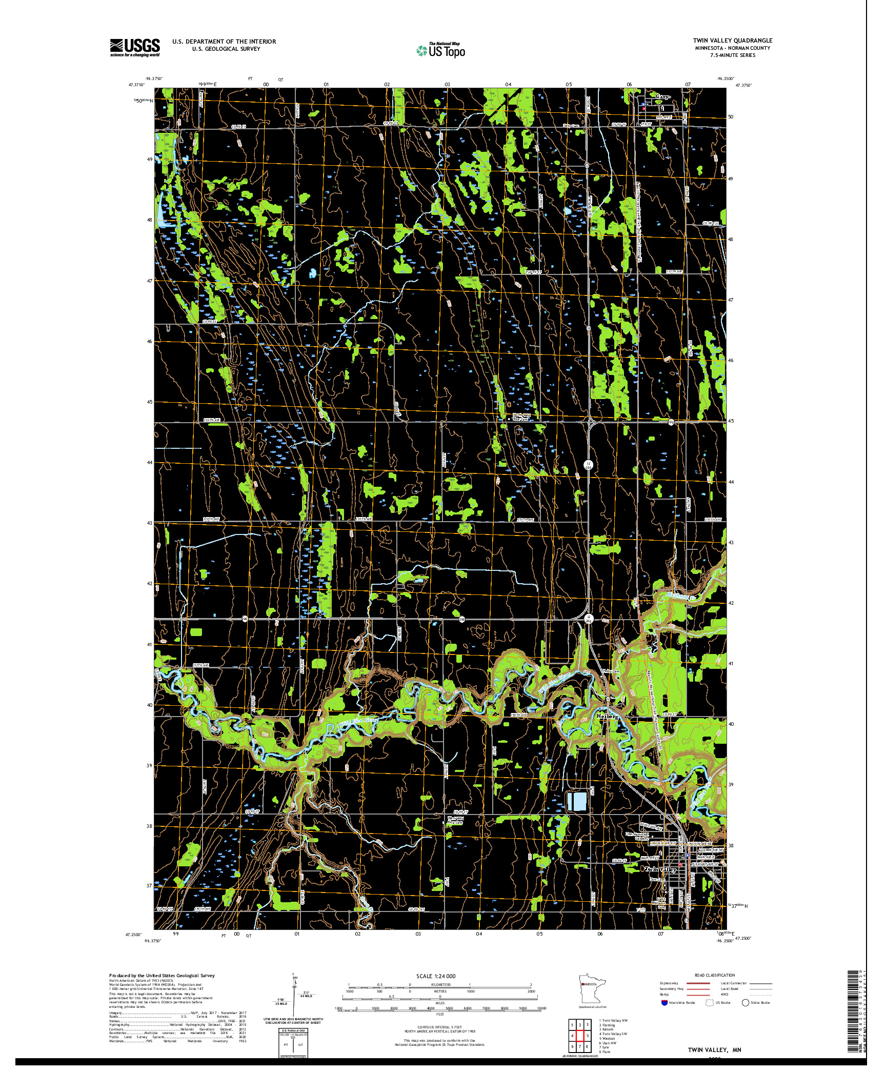 US TOPO 7.5-MINUTE MAP FOR TWIN VALLEY, MN