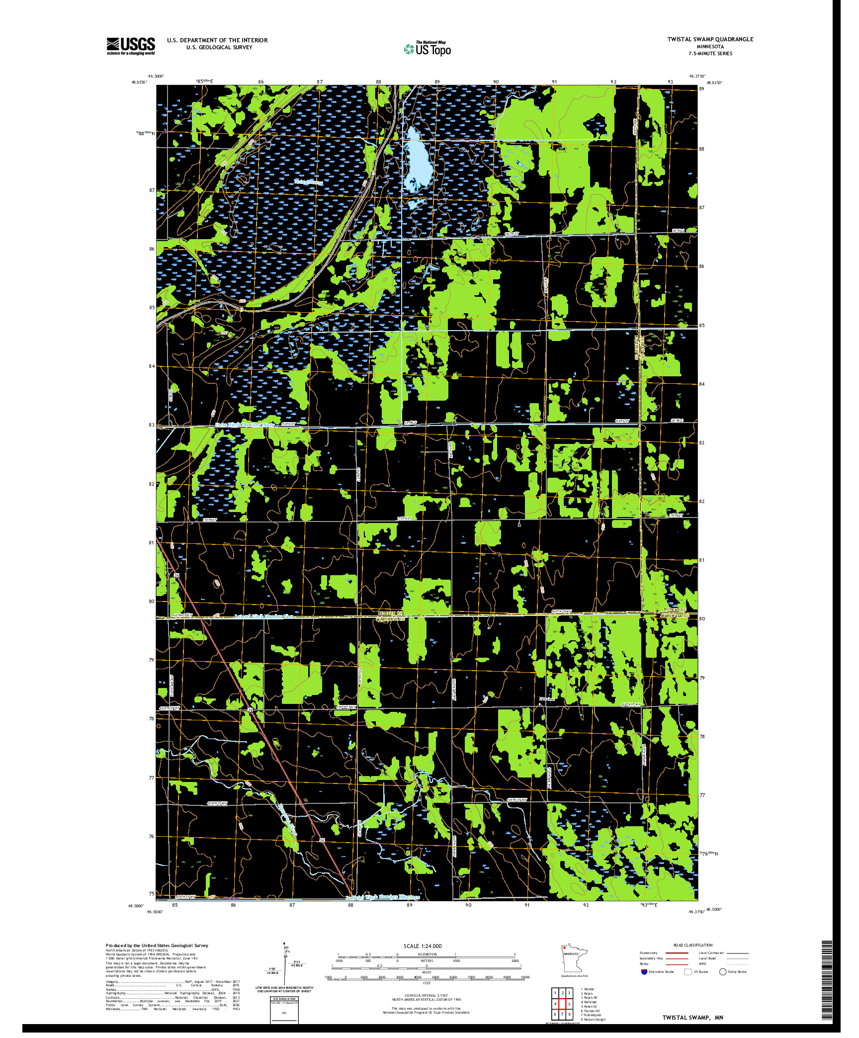 US TOPO 7.5-MINUTE MAP FOR TWISTAL SWAMP, MN