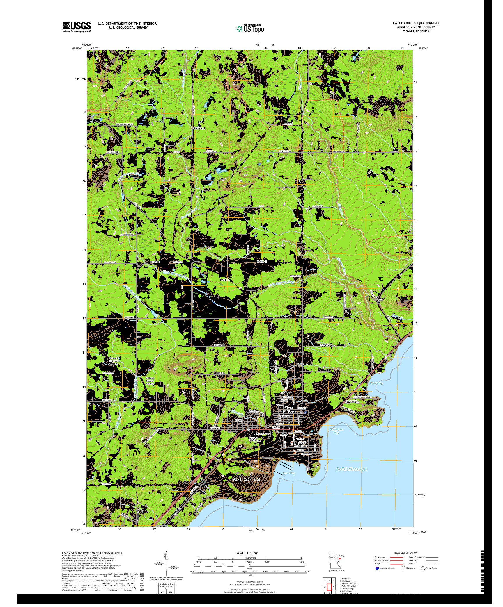 US TOPO 7.5-MINUTE MAP FOR TWO HARBORS, MN