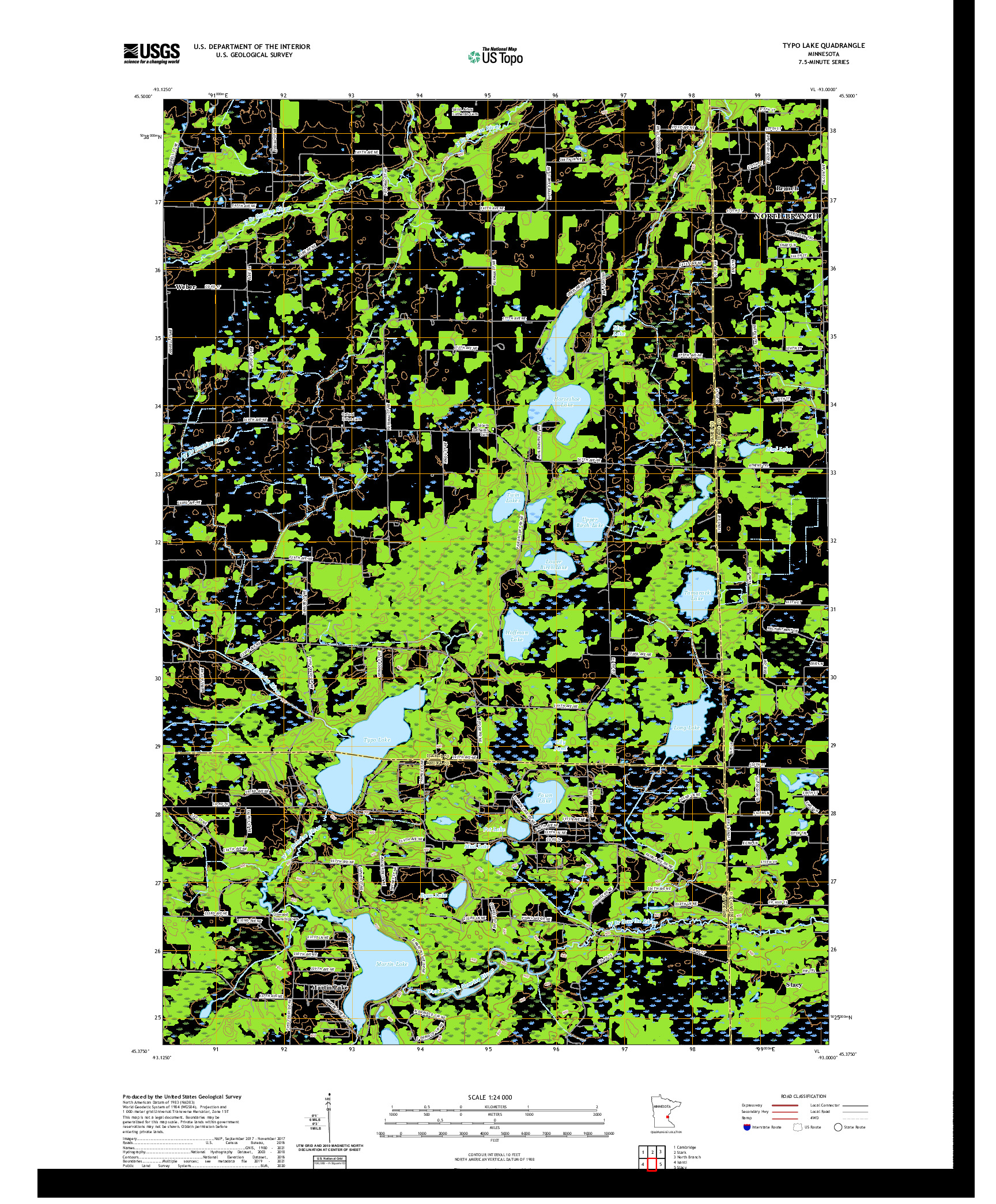 US TOPO 7.5-MINUTE MAP FOR TYPO LAKE, MN