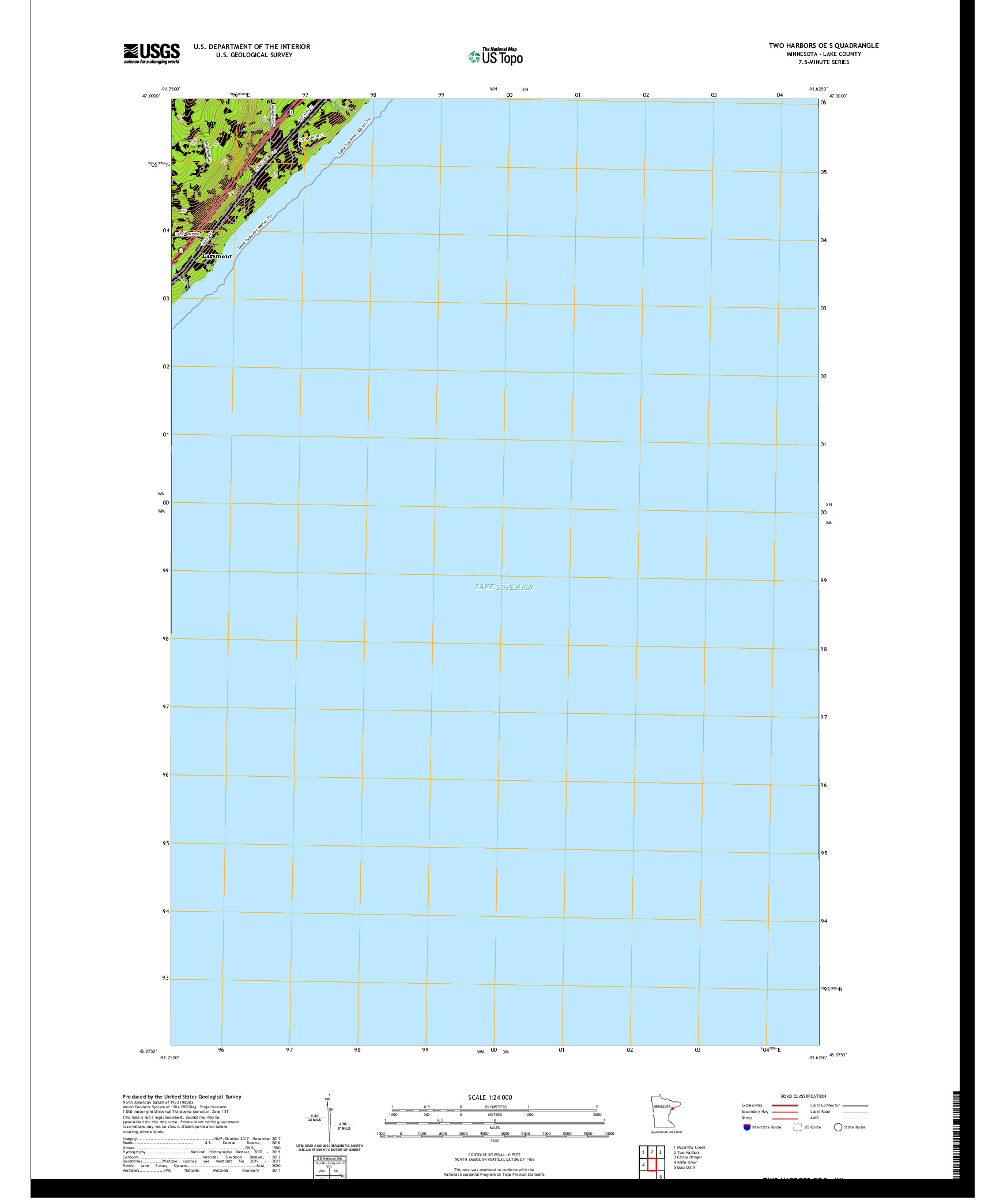 US TOPO 7.5-MINUTE MAP FOR TWO HARBORS OE S, MN