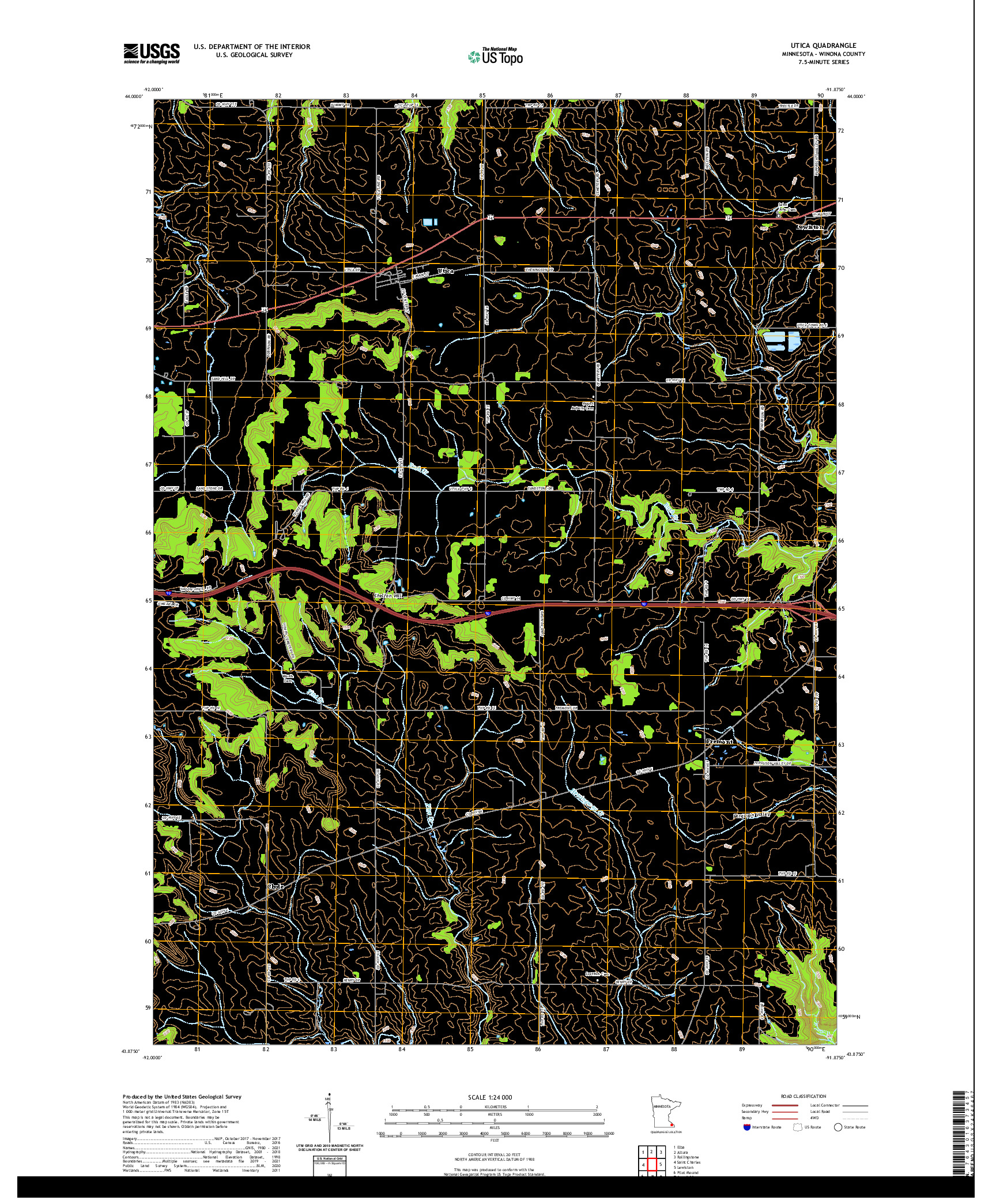 US TOPO 7.5-MINUTE MAP FOR UTICA, MN