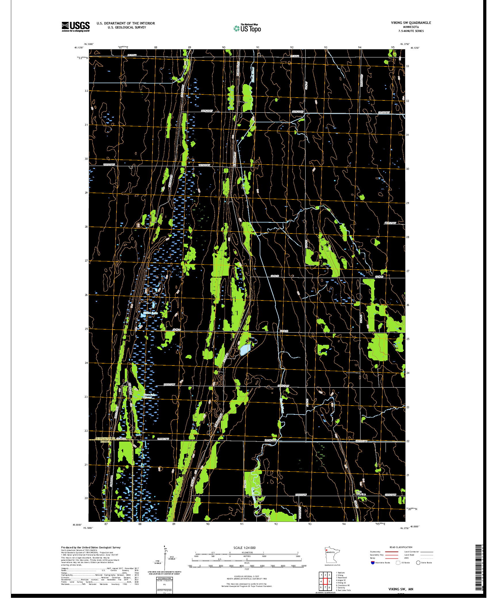 US TOPO 7.5-MINUTE MAP FOR VIKING SW, MN