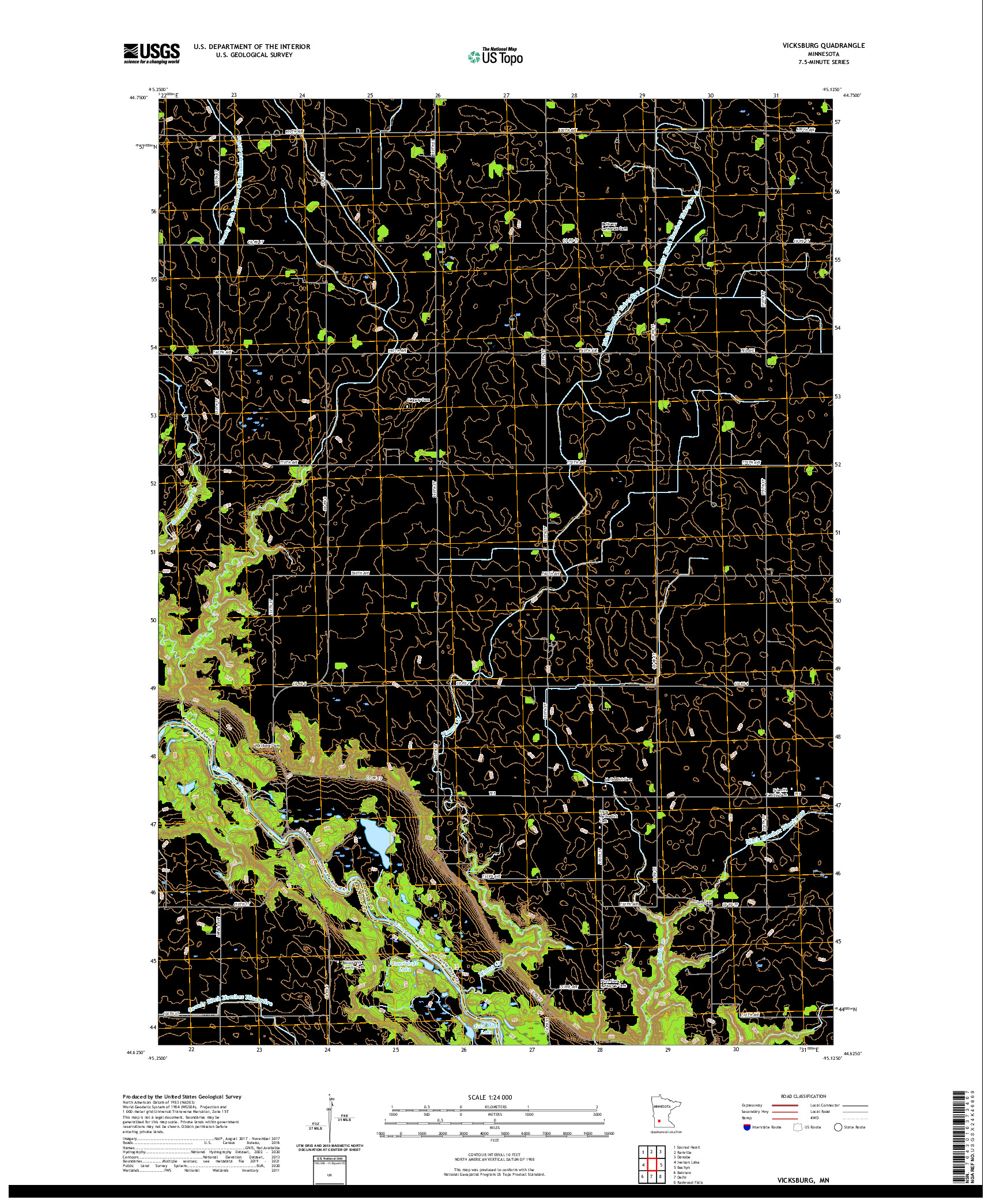 US TOPO 7.5-MINUTE MAP FOR VICKSBURG, MN