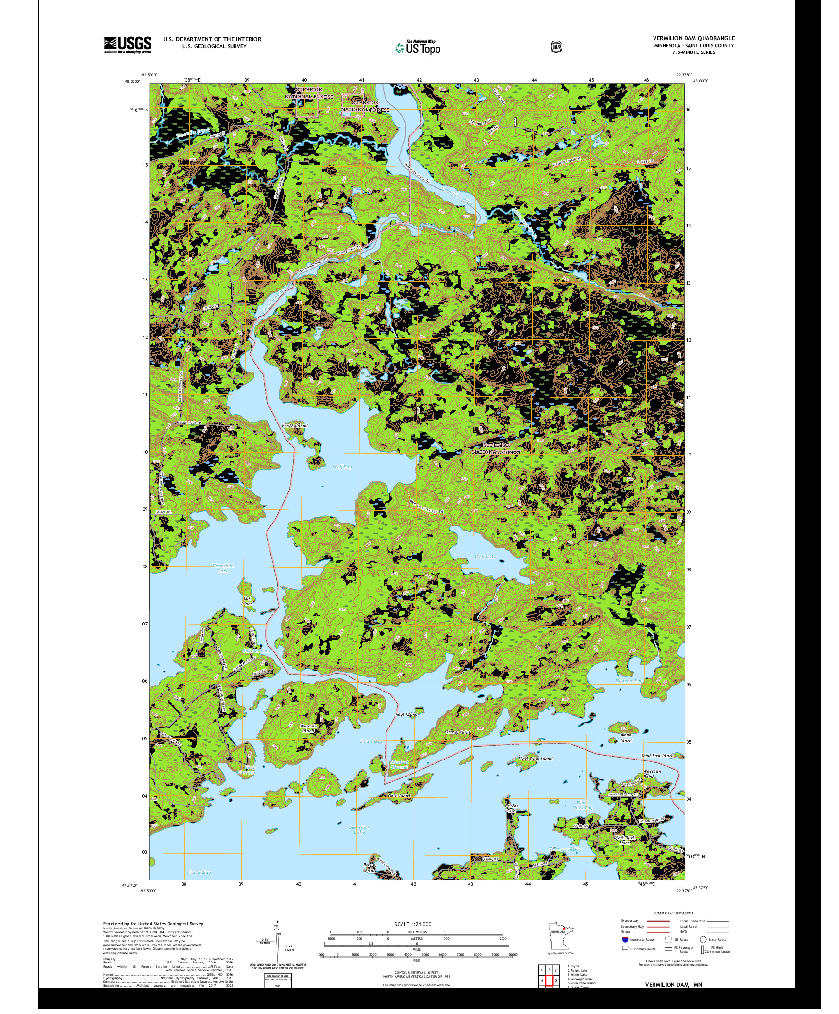 US TOPO 7.5-MINUTE MAP FOR VERMILION DAM, MN