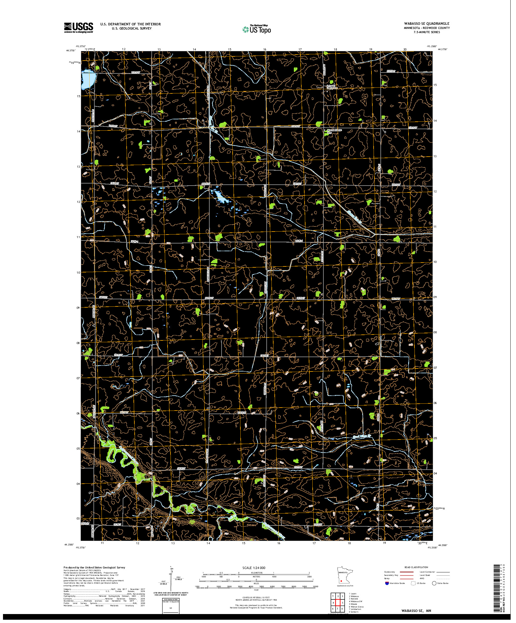 US TOPO 7.5-MINUTE MAP FOR WABASSO SE, MN