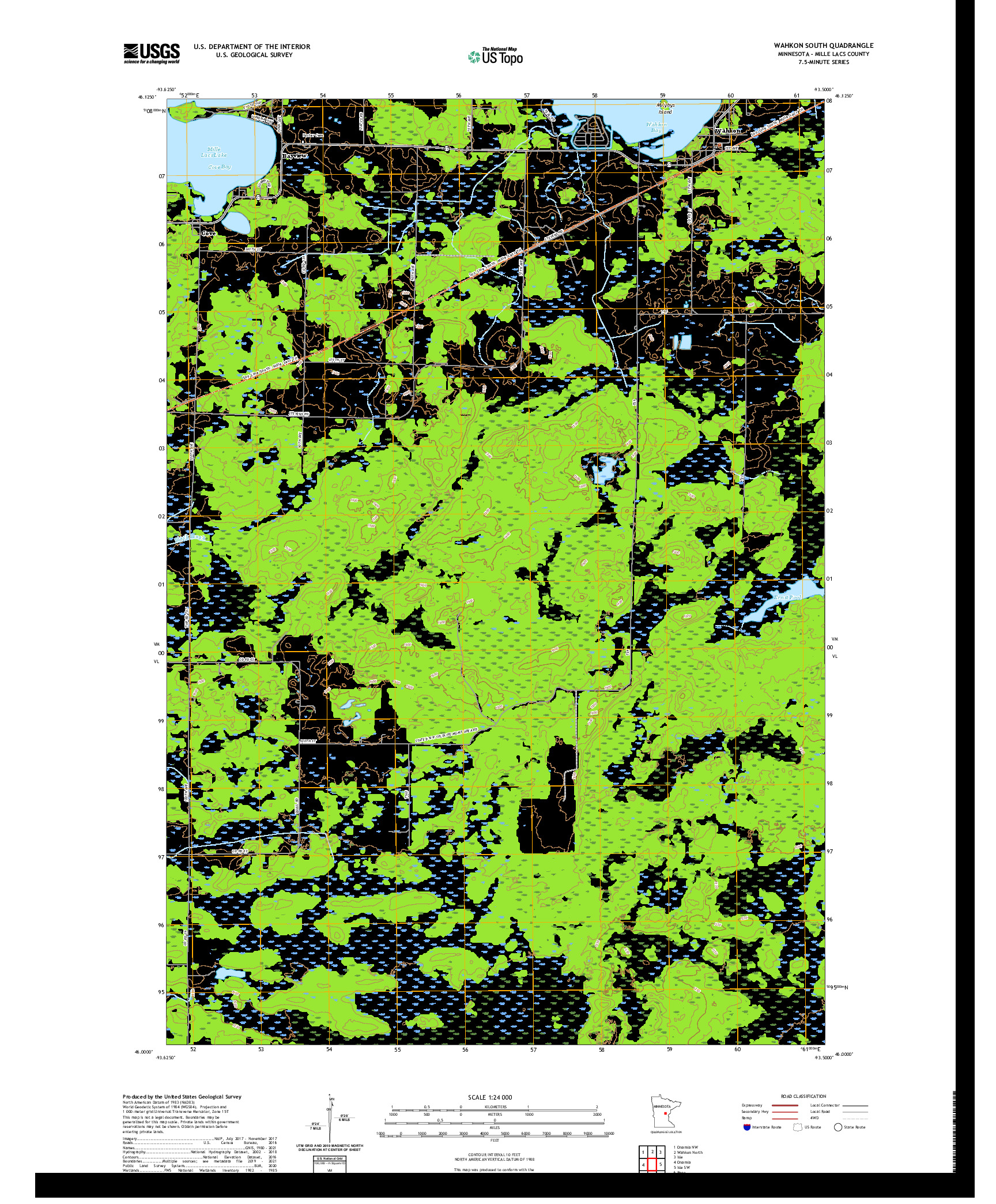 US TOPO 7.5-MINUTE MAP FOR WAHKON SOUTH, MN