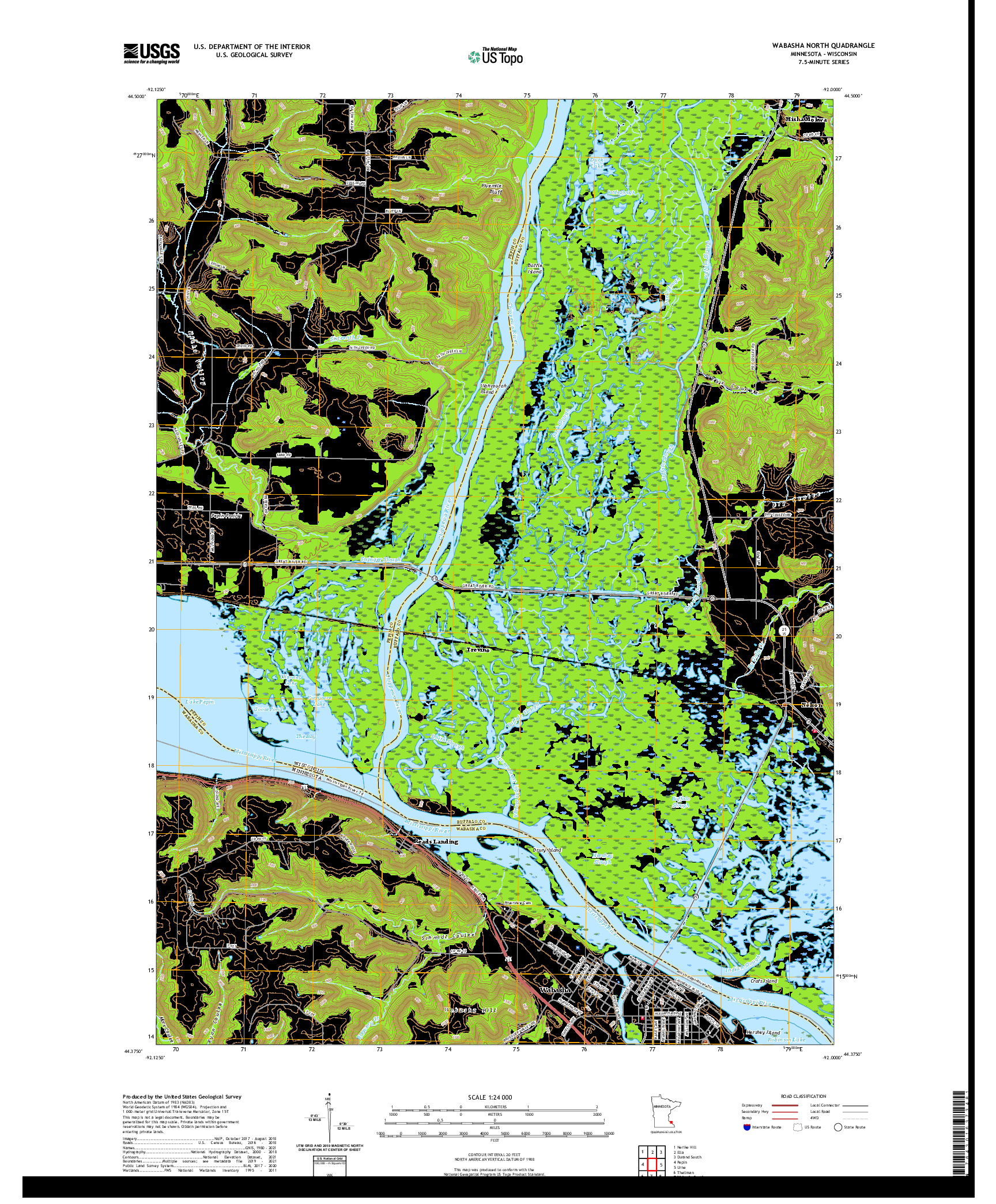 US TOPO 7.5-MINUTE MAP FOR WABASHA NORTH, MN,WI
