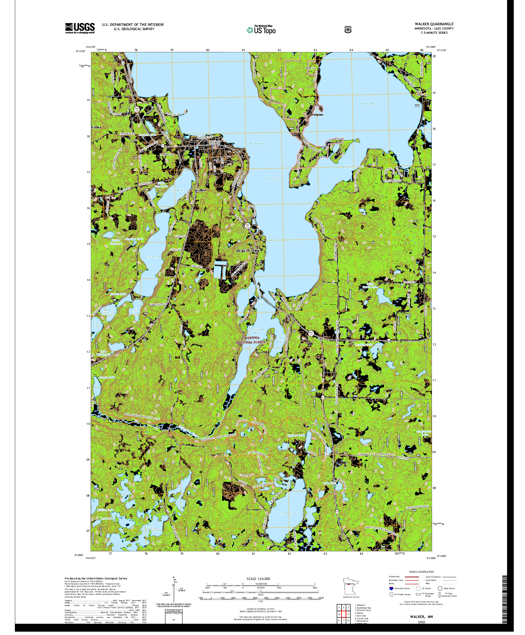 US TOPO 7.5-MINUTE MAP FOR WALKER, MN