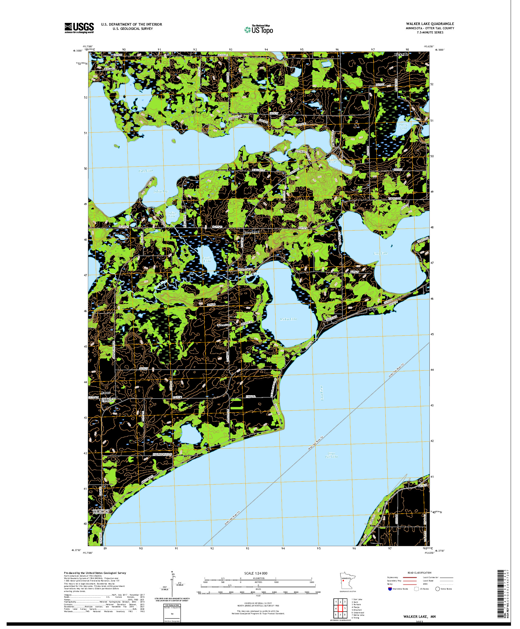 US TOPO 7.5-MINUTE MAP FOR WALKER LAKE, MN