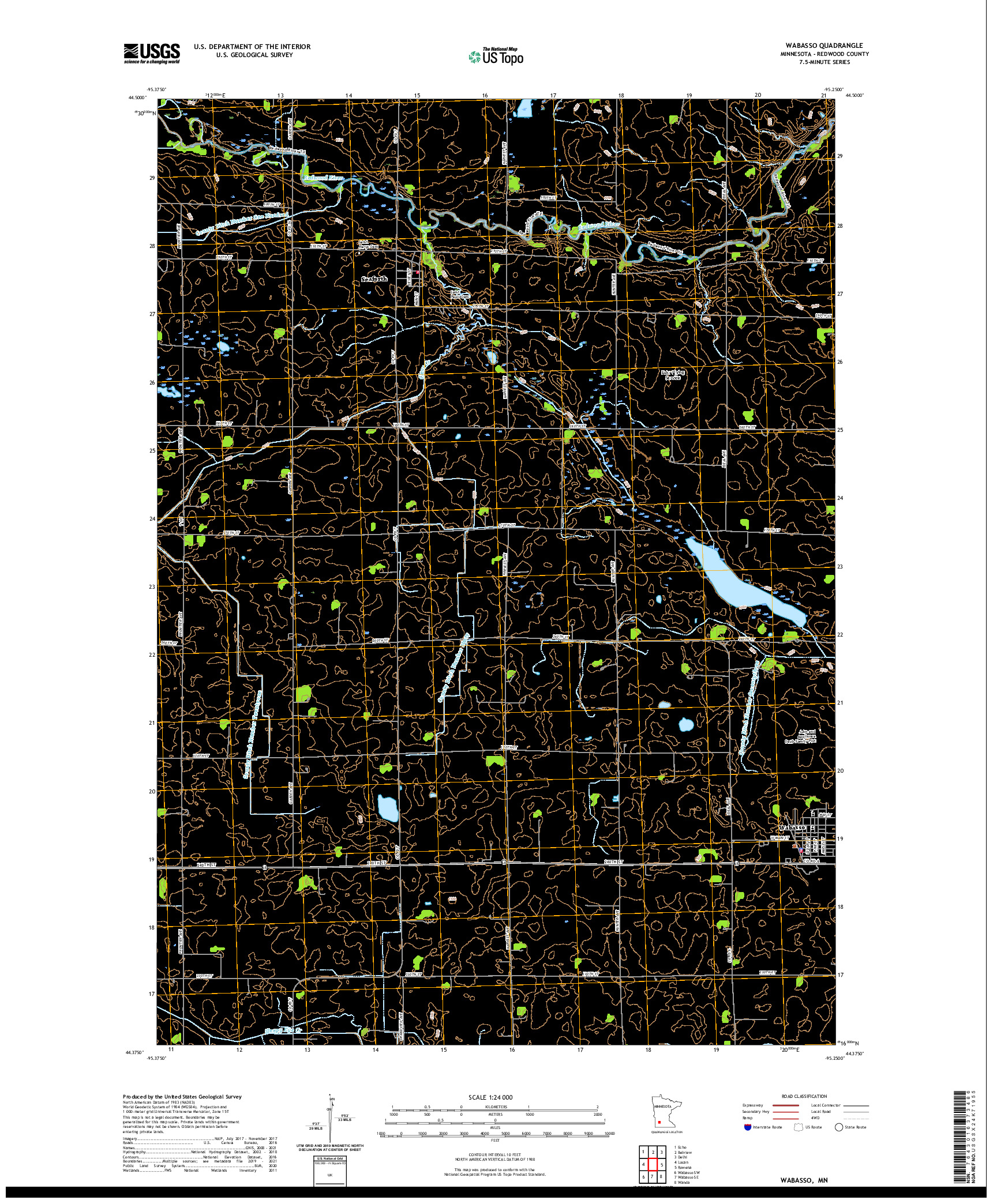 US TOPO 7.5-MINUTE MAP FOR WABASSO, MN