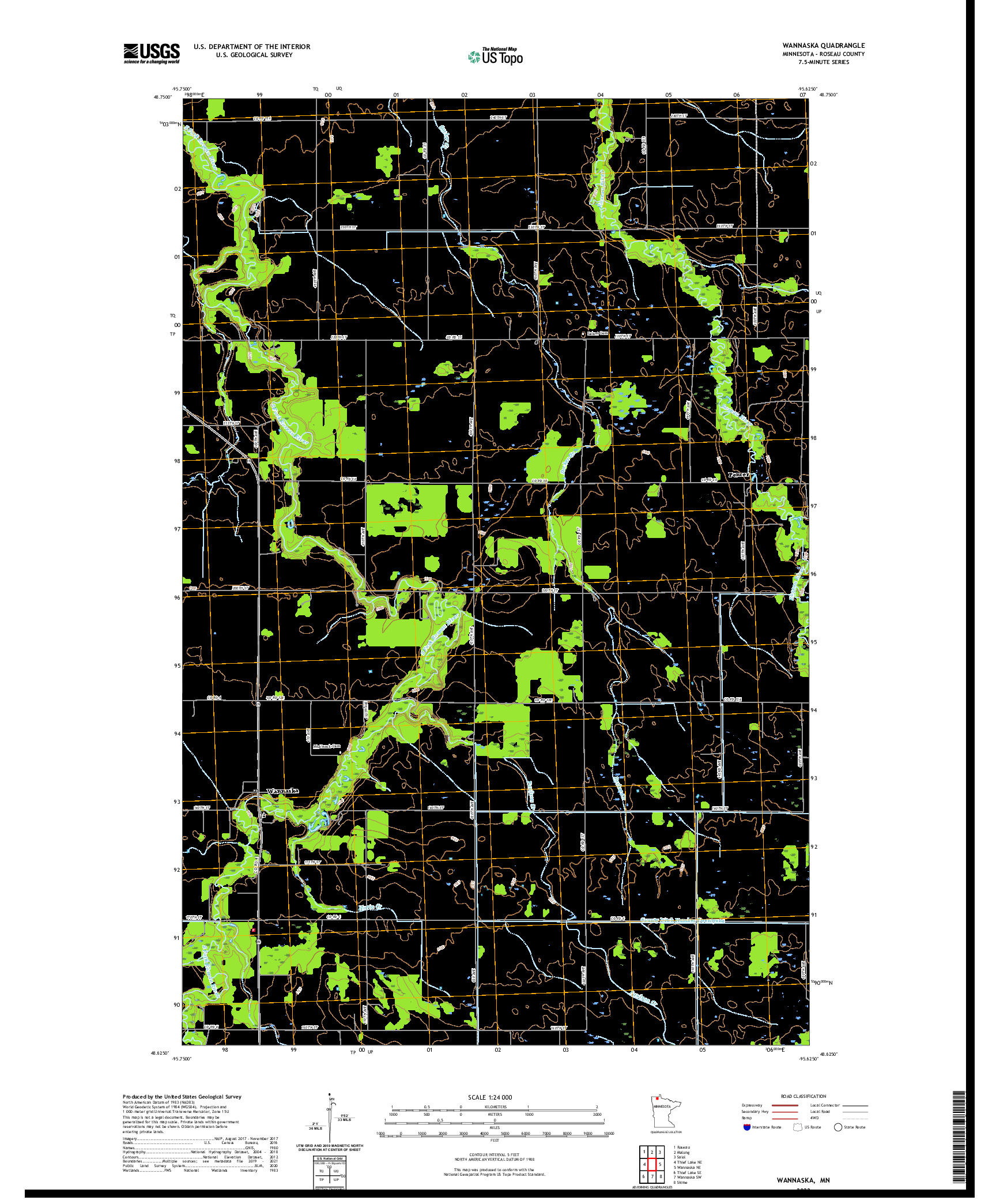 US TOPO 7.5-MINUTE MAP FOR WANNASKA, MN