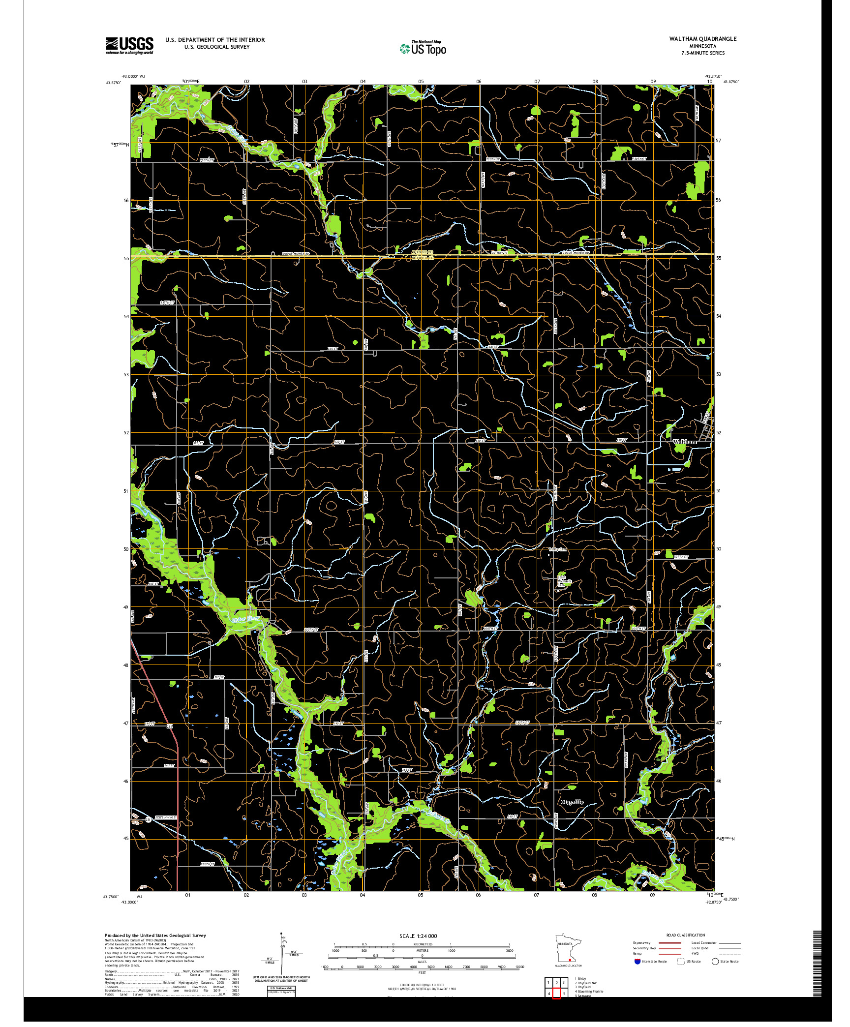 US TOPO 7.5-MINUTE MAP FOR WALTHAM, MN