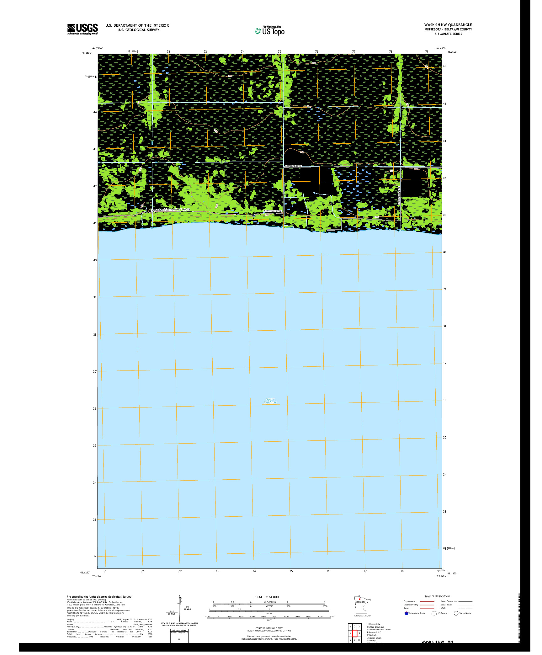 US TOPO 7.5-MINUTE MAP FOR WASKISH NW, MN