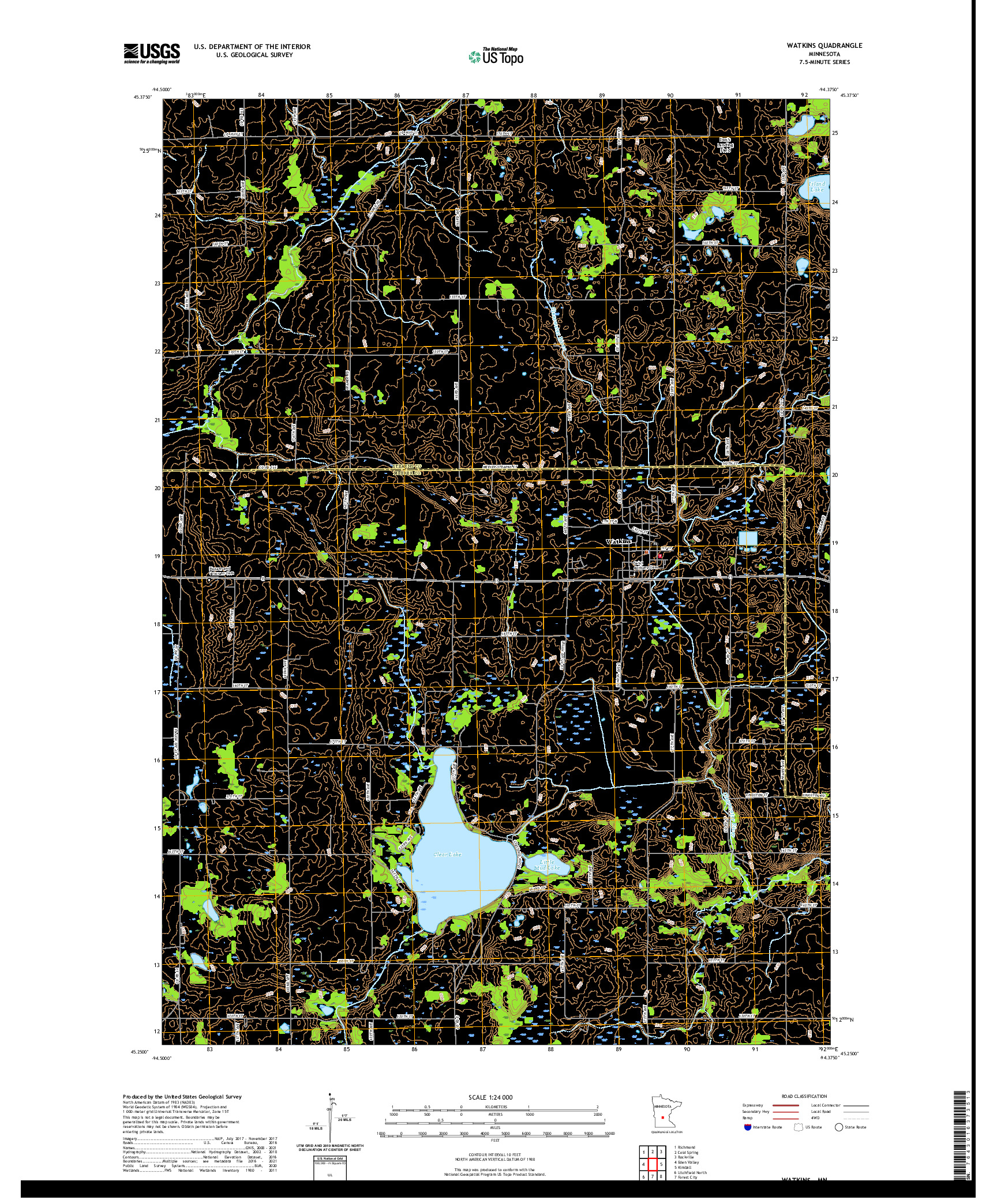 US TOPO 7.5-MINUTE MAP FOR WATKINS, MN