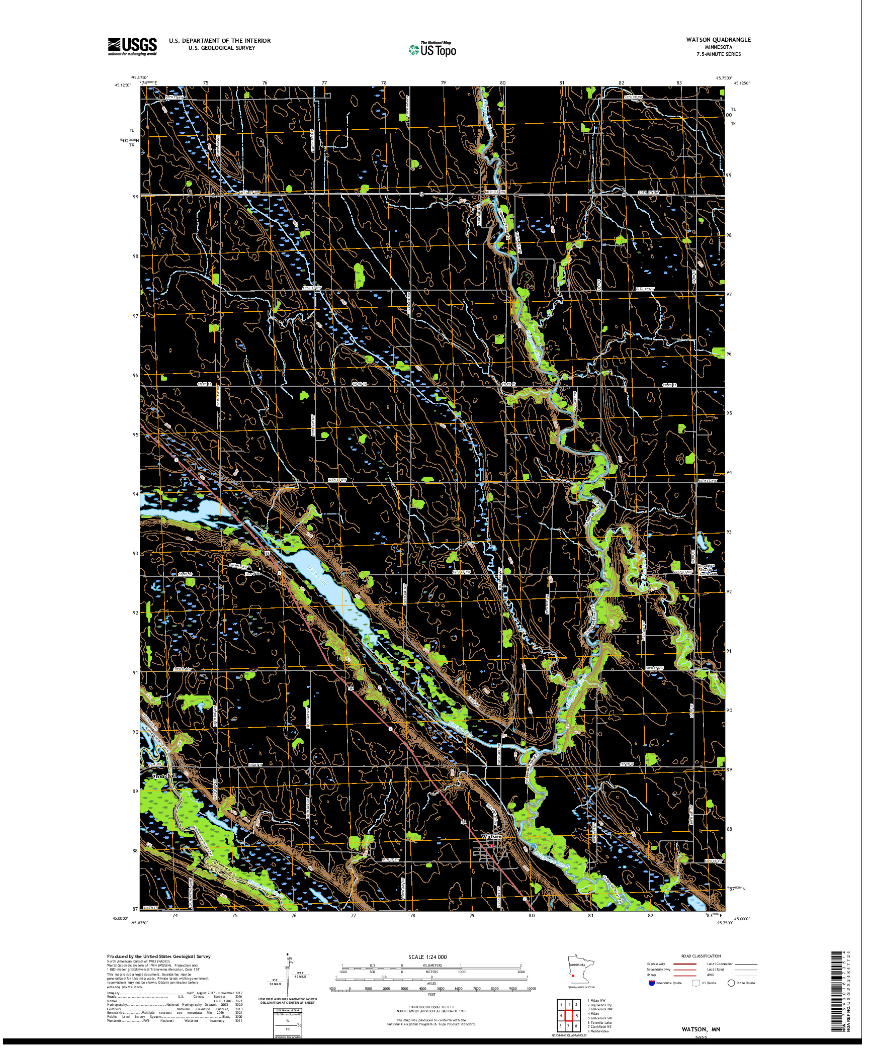 US TOPO 7.5-MINUTE MAP FOR WATSON, MN