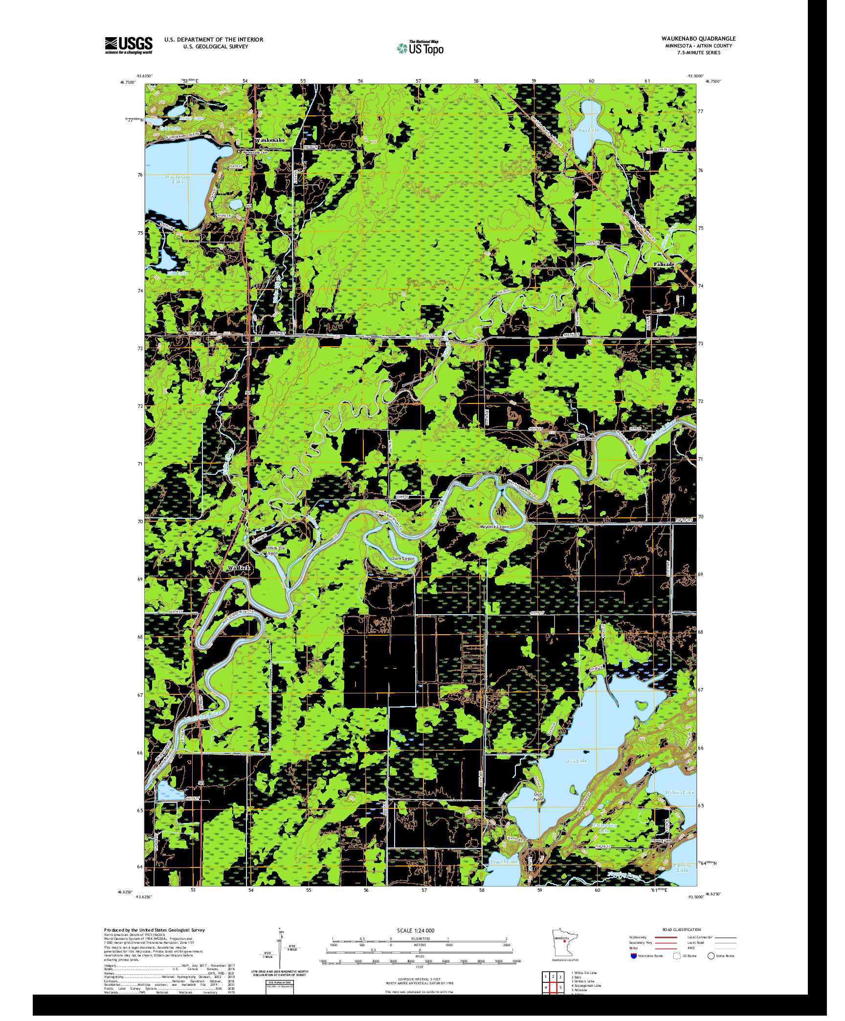 US TOPO 7.5-MINUTE MAP FOR WAUKENABO, MN