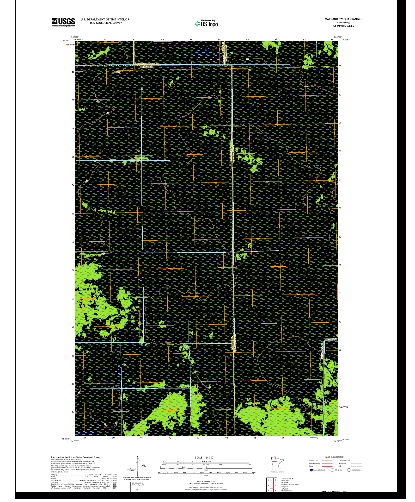 US TOPO 7.5-MINUTE MAP FOR WAYLAND SW, MN