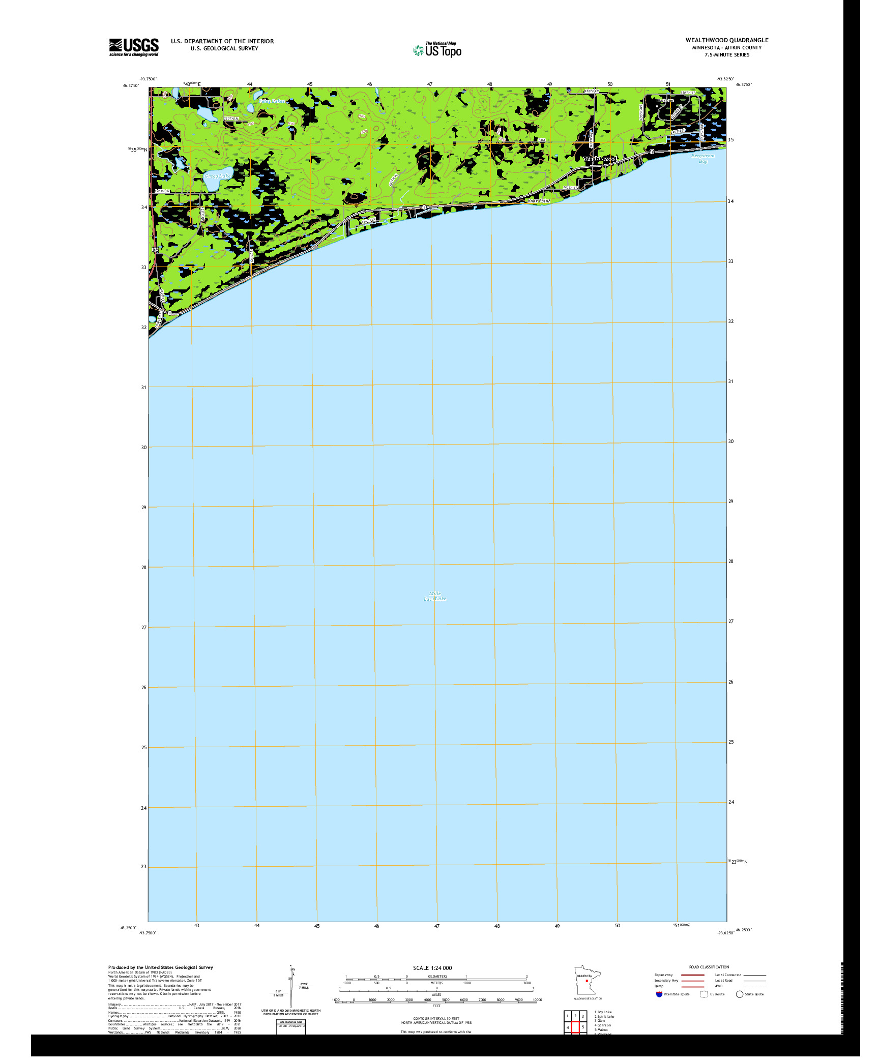 US TOPO 7.5-MINUTE MAP FOR WEALTHWOOD, MN