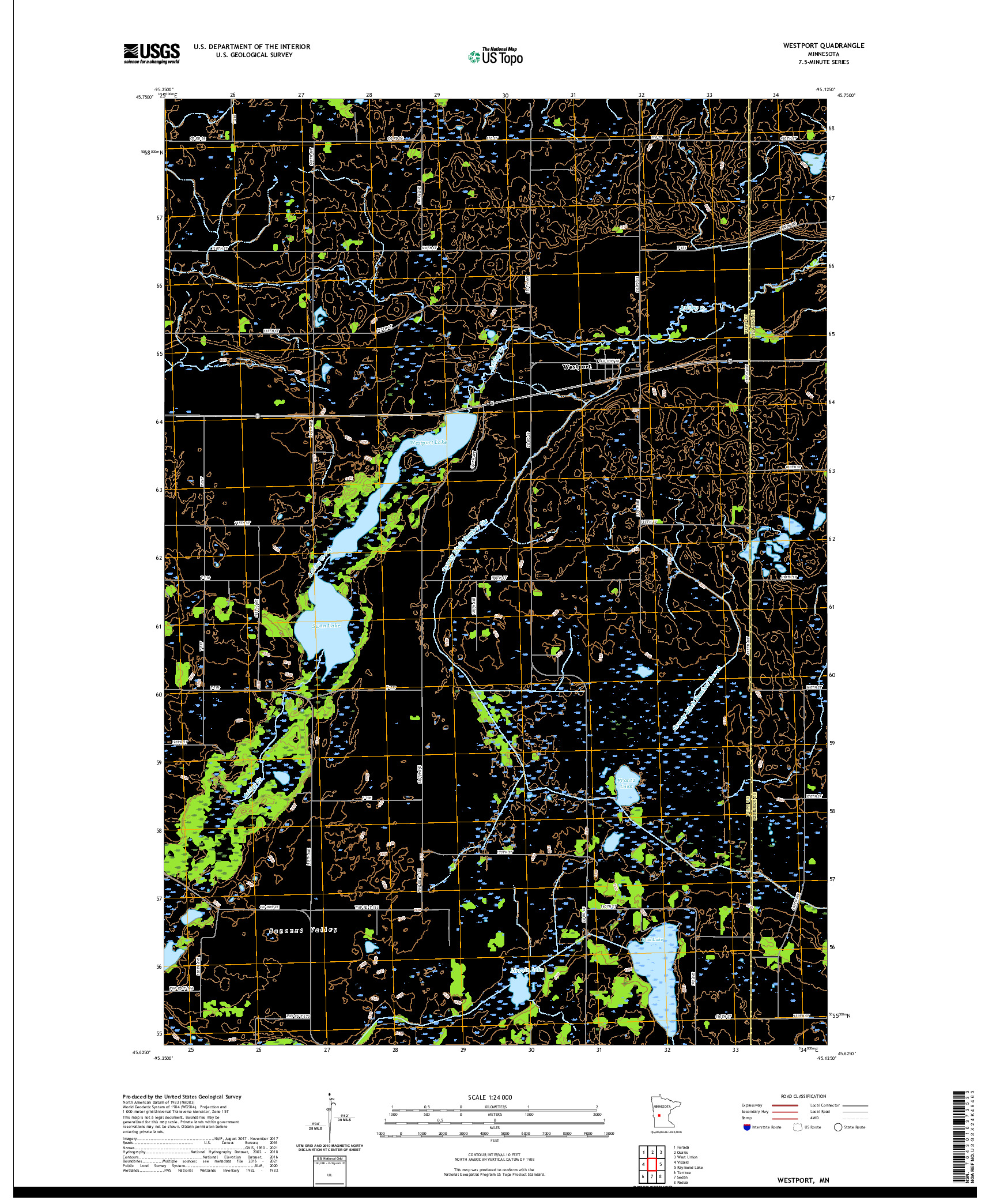 US TOPO 7.5-MINUTE MAP FOR WESTPORT, MN