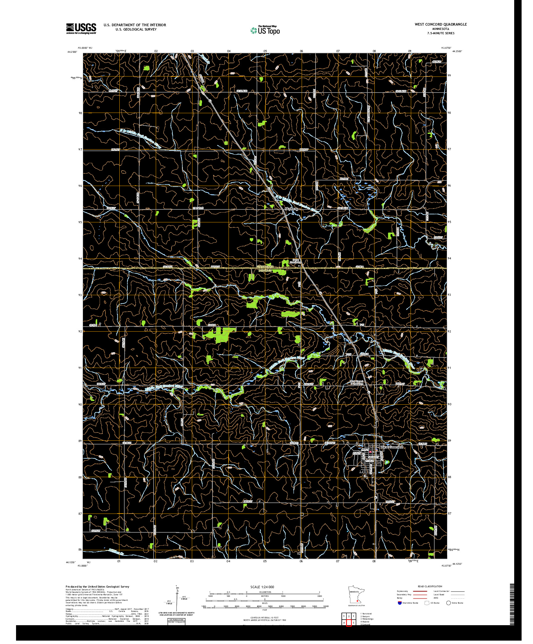 US TOPO 7.5-MINUTE MAP FOR WEST CONCORD, MN