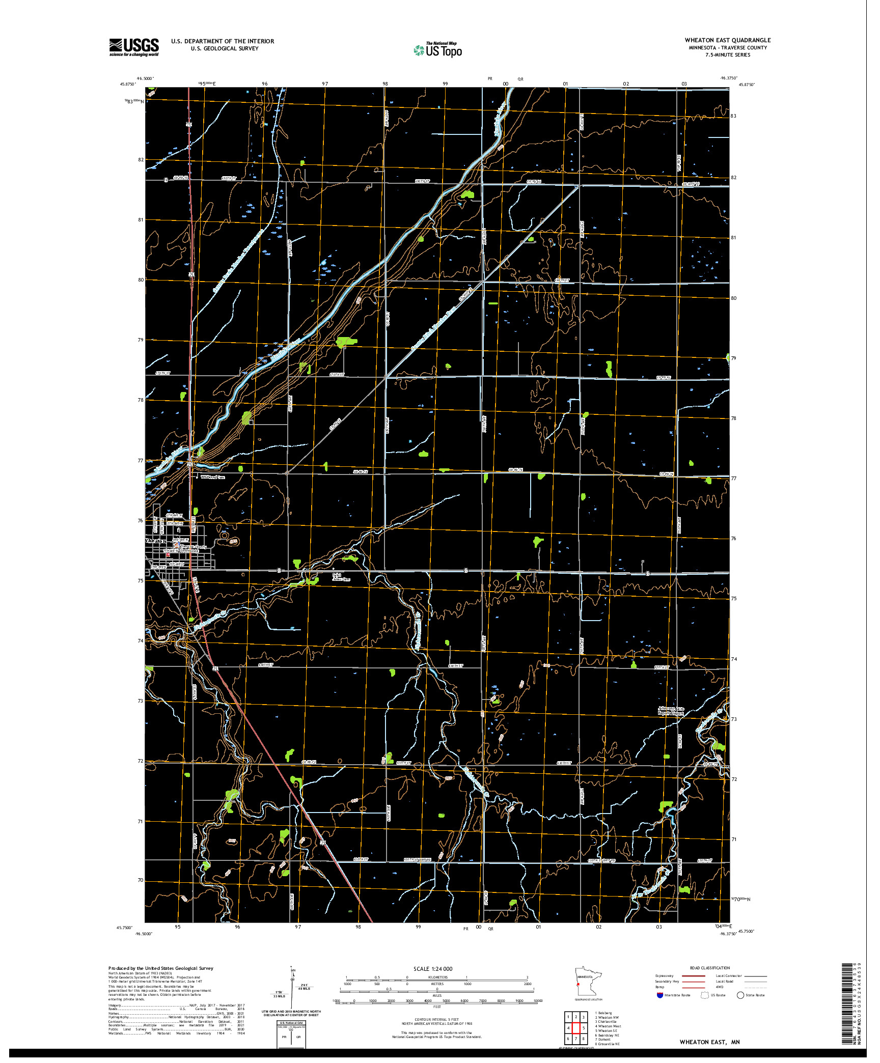 US TOPO 7.5-MINUTE MAP FOR WHEATON EAST, MN