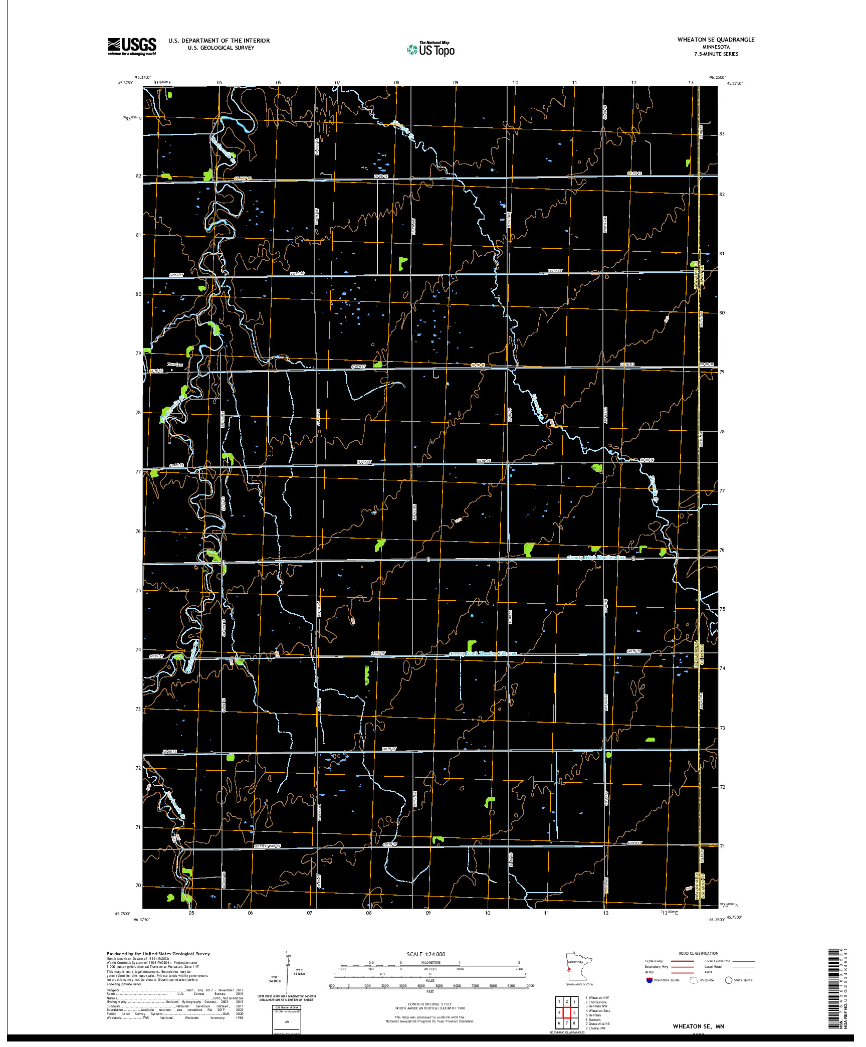 US TOPO 7.5-MINUTE MAP FOR WHEATON SE, MN