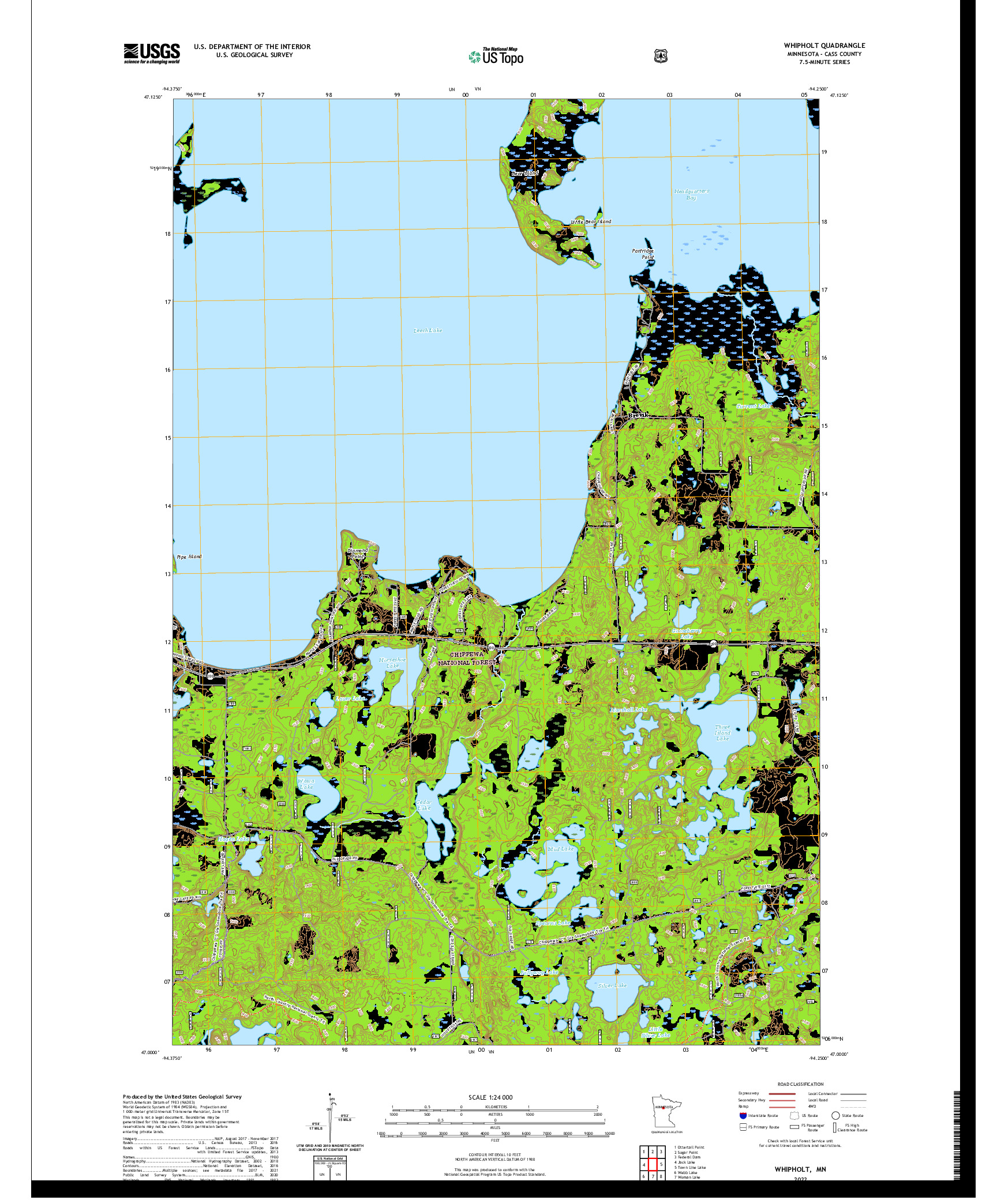 US TOPO 7.5-MINUTE MAP FOR WHIPHOLT, MN