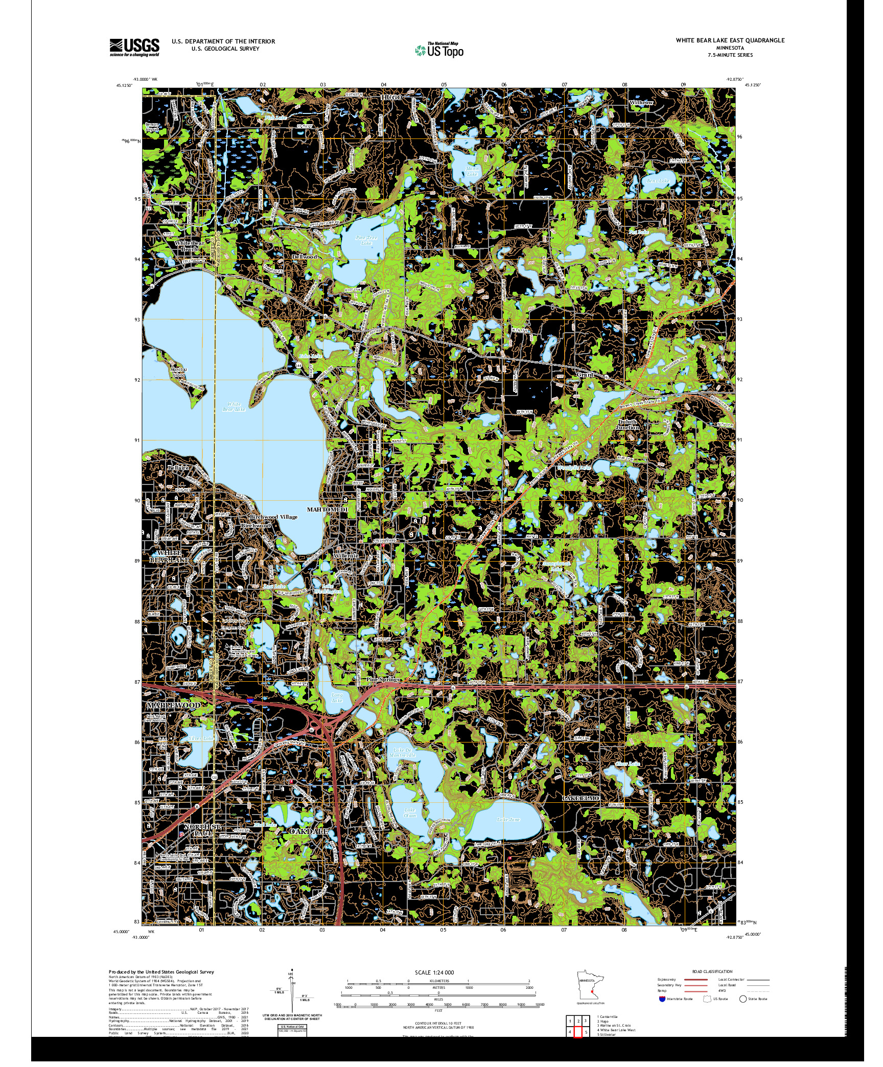 US TOPO 7.5-MINUTE MAP FOR WHITE BEAR LAKE EAST, MN