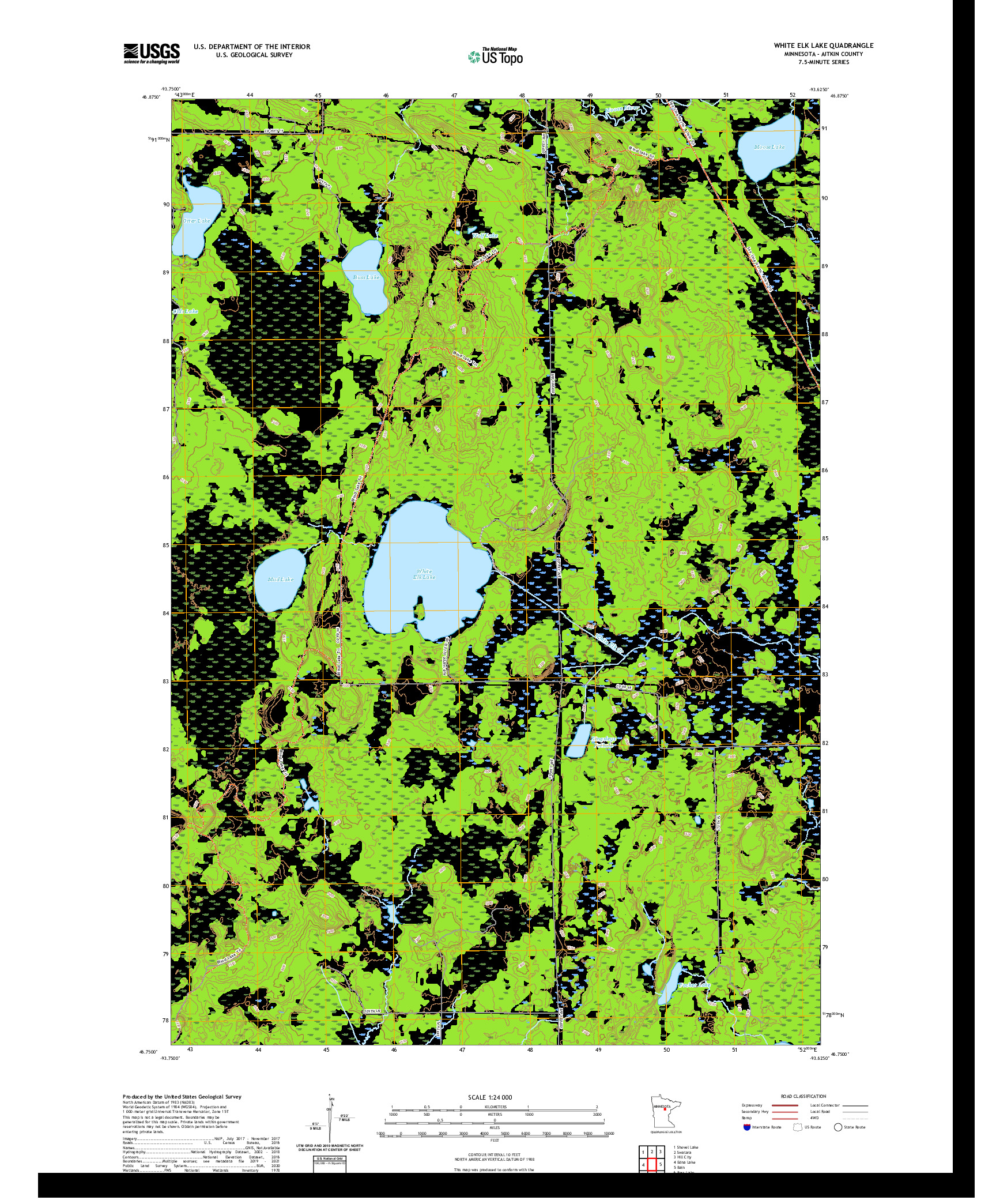 US TOPO 7.5-MINUTE MAP FOR WHITE ELK LAKE, MN