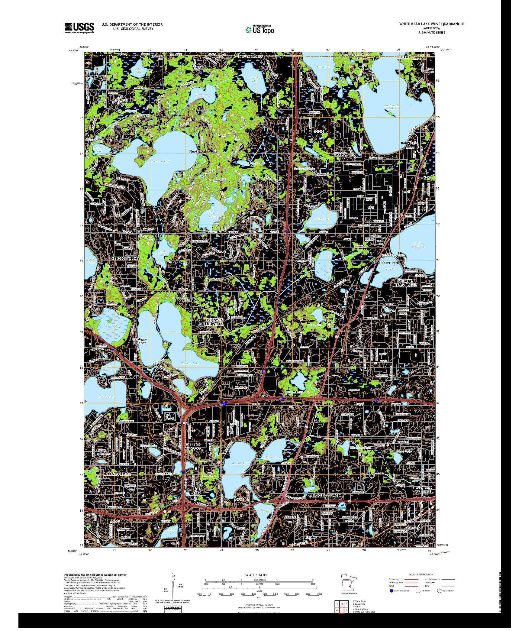 US TOPO 7.5-MINUTE MAP FOR WHITE BEAR LAKE WEST, MN