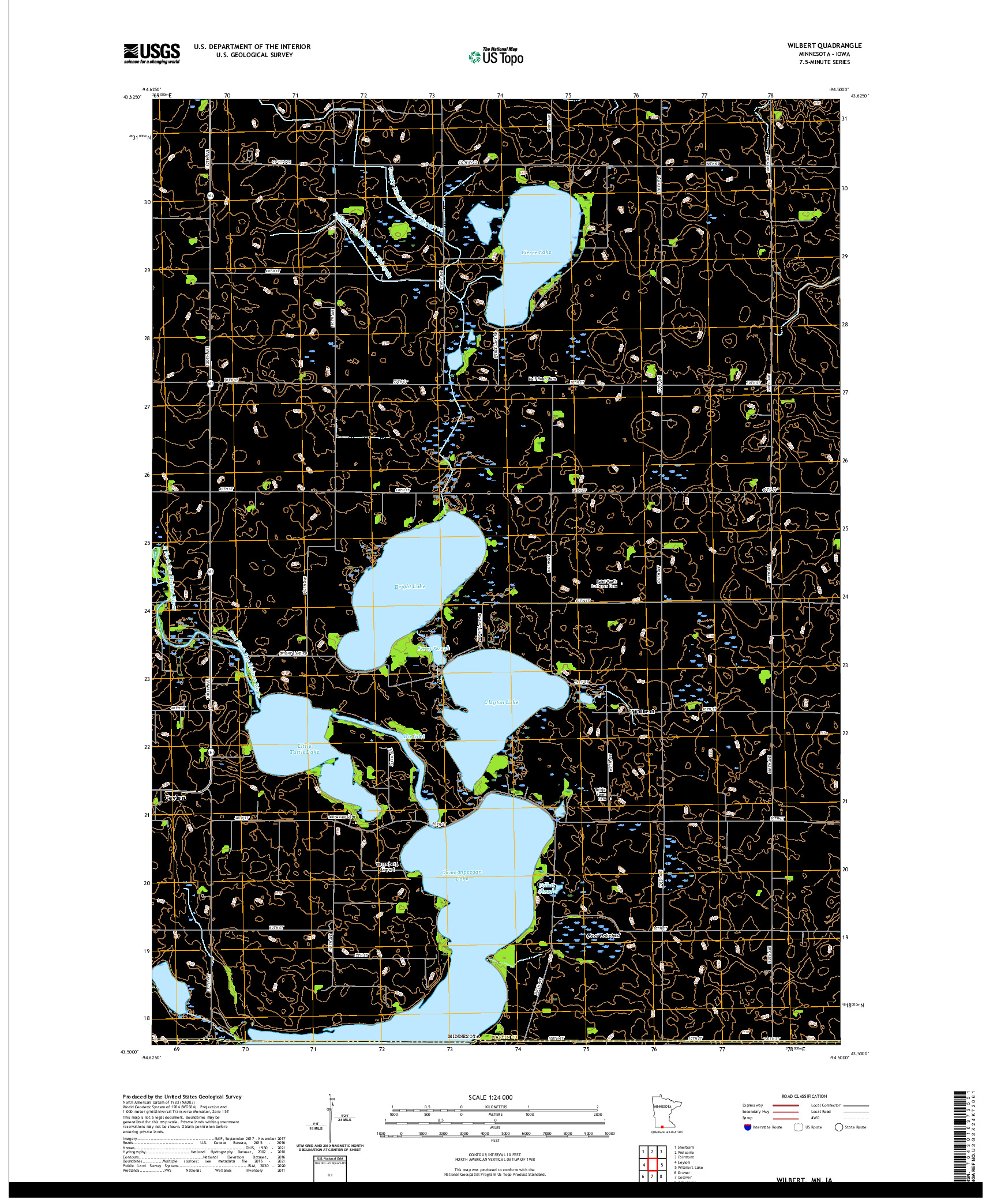 US TOPO 7.5-MINUTE MAP FOR WILBERT, MN,IA