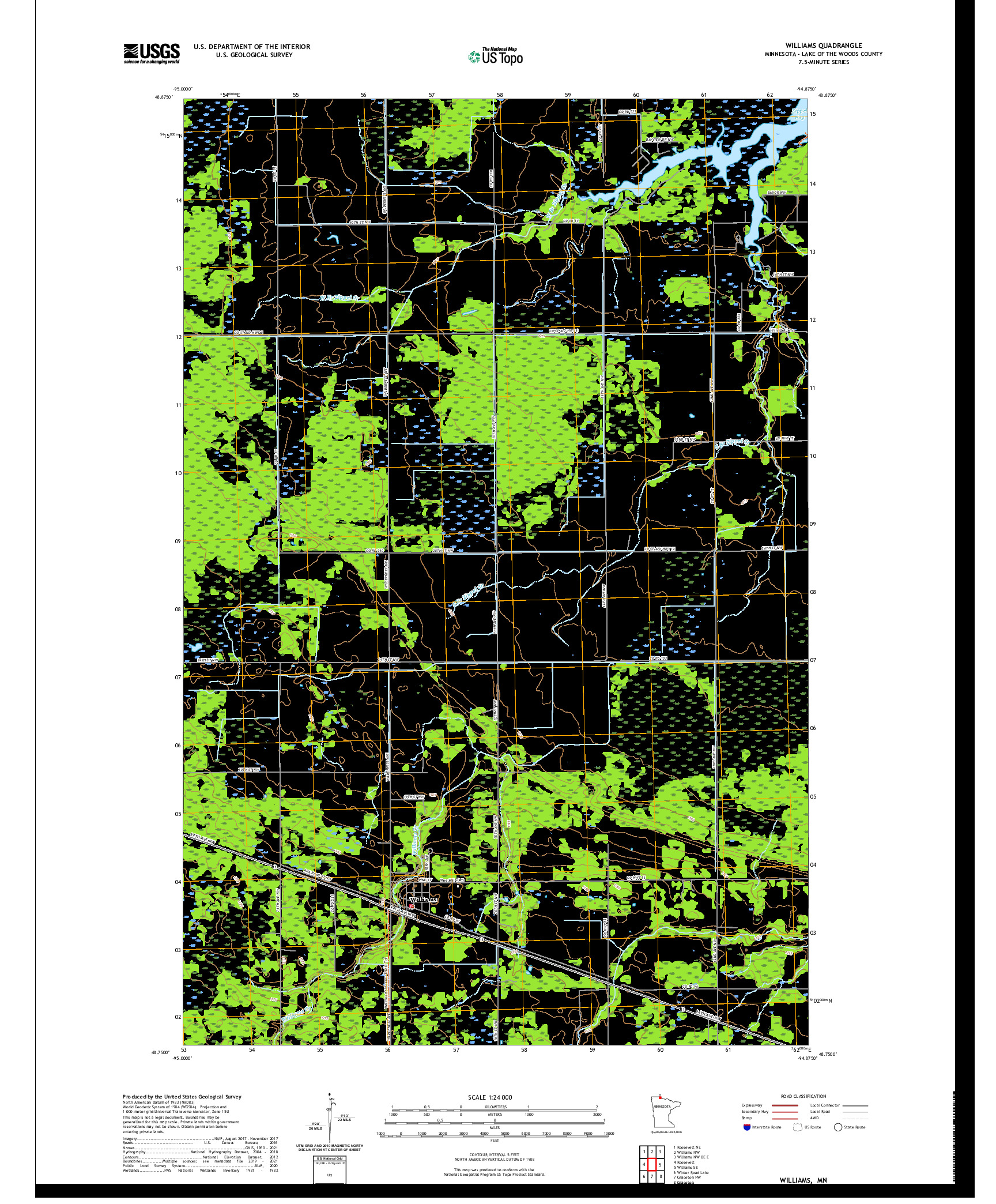 US TOPO 7.5-MINUTE MAP FOR WILLIAMS, MN