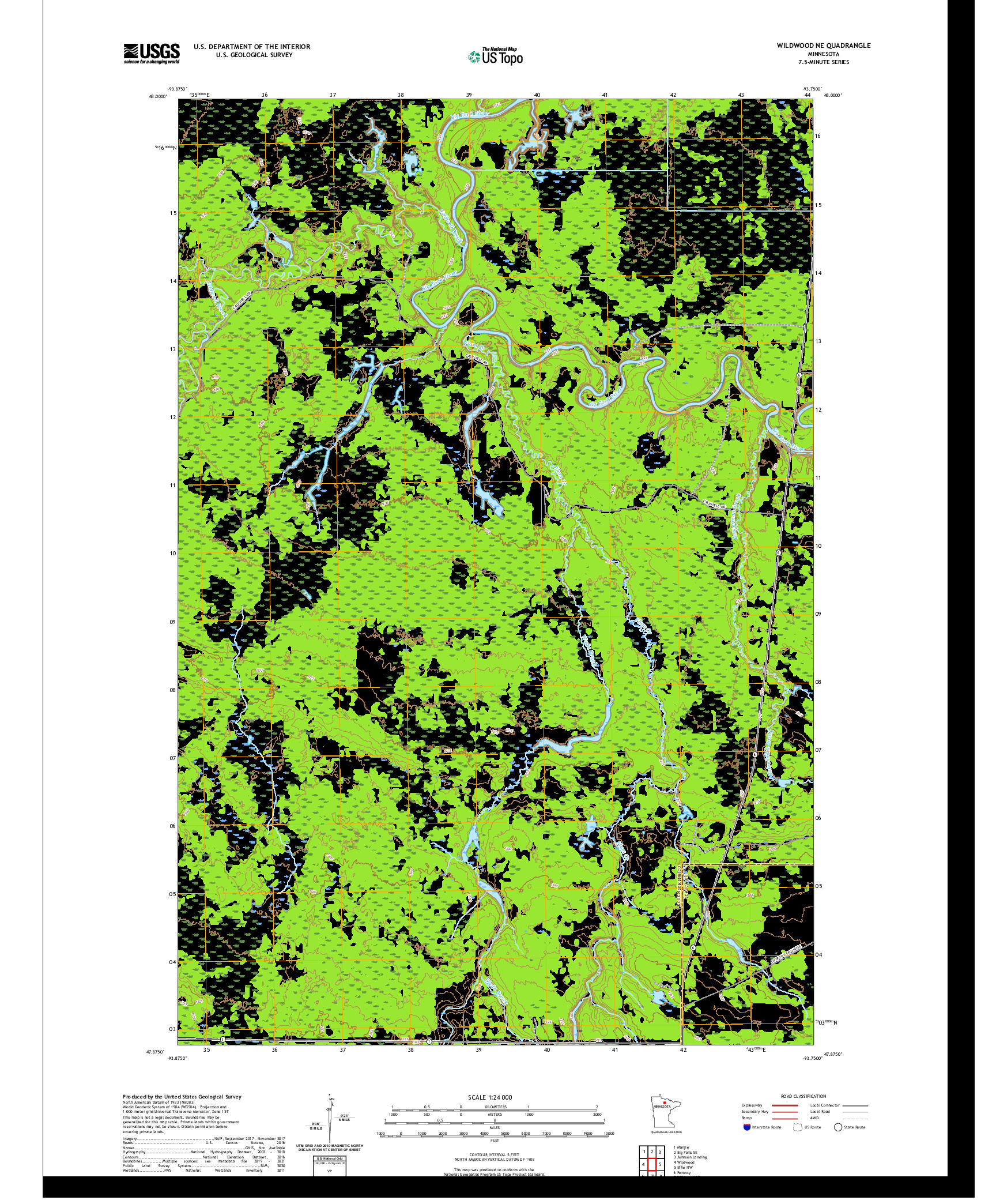 US TOPO 7.5-MINUTE MAP FOR WILDWOOD NE, MN