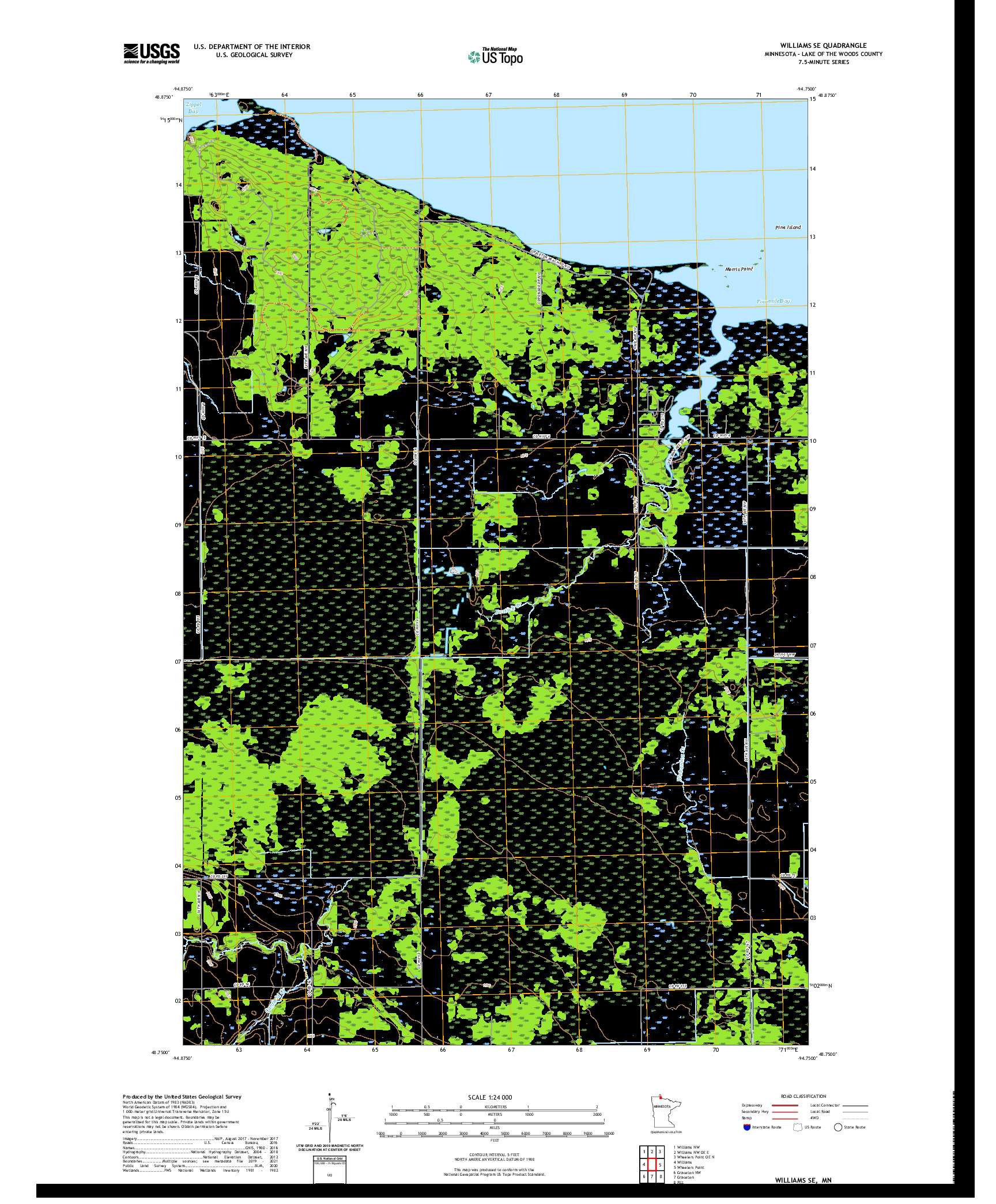 US TOPO 7.5-MINUTE MAP FOR WILLIAMS SE, MN