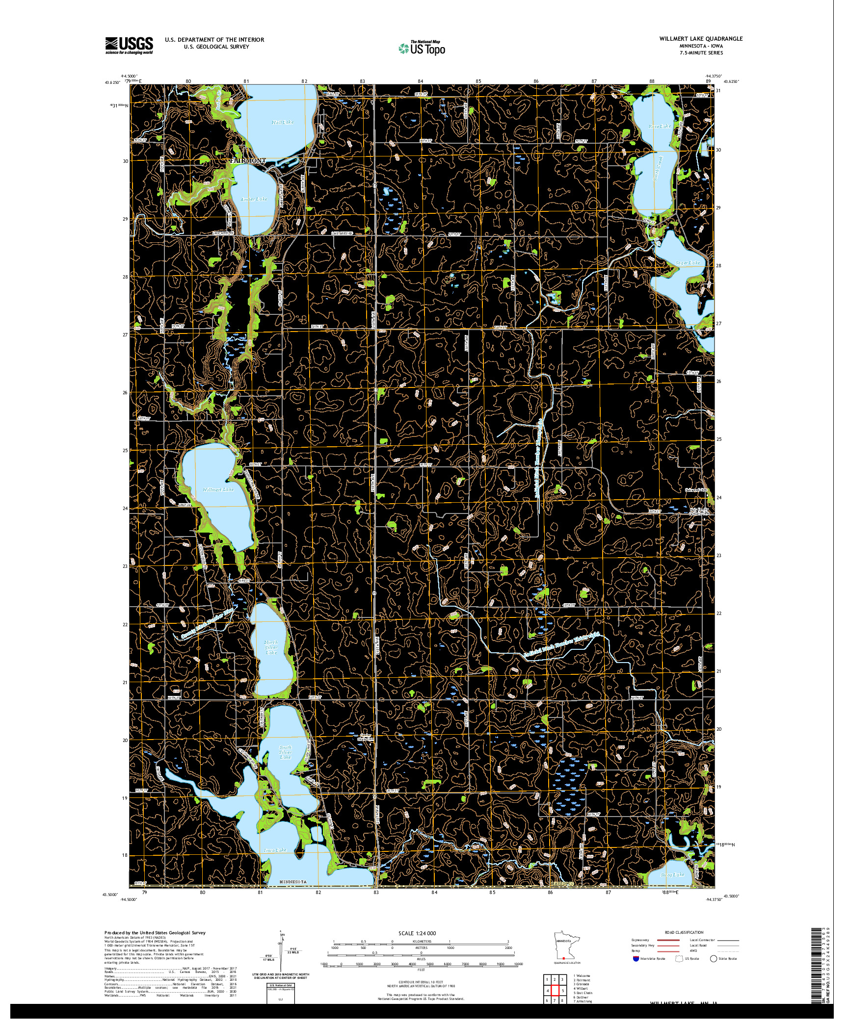 US TOPO 7.5-MINUTE MAP FOR WILLMERT LAKE, MN,IA