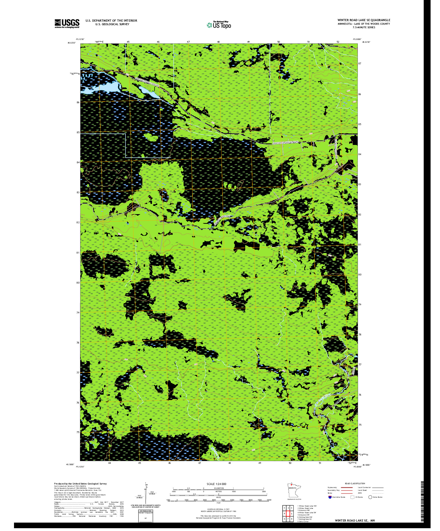 US TOPO 7.5-MINUTE MAP FOR WINTER ROAD LAKE SE, MN