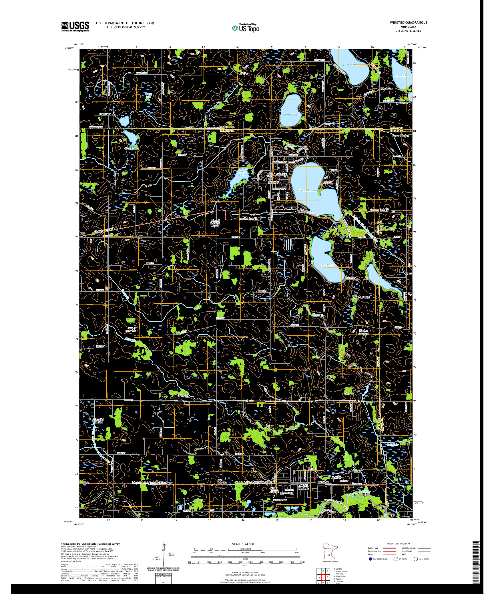 US TOPO 7.5-MINUTE MAP FOR WINSTED, MN