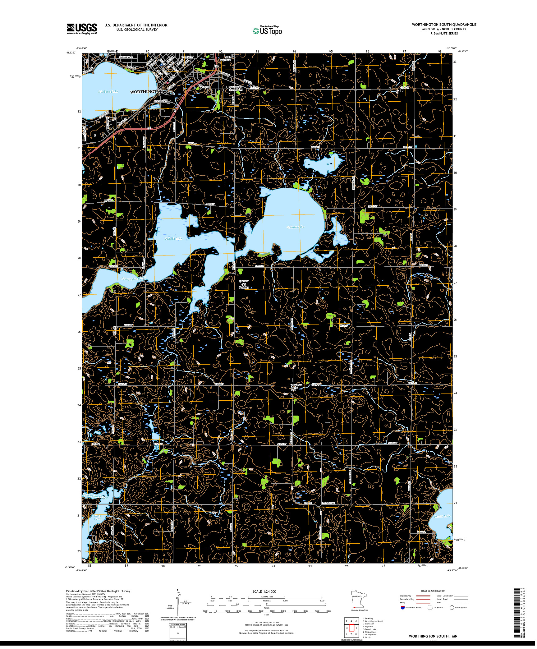 US TOPO 7.5-MINUTE MAP FOR WORTHINGTON SOUTH, MN