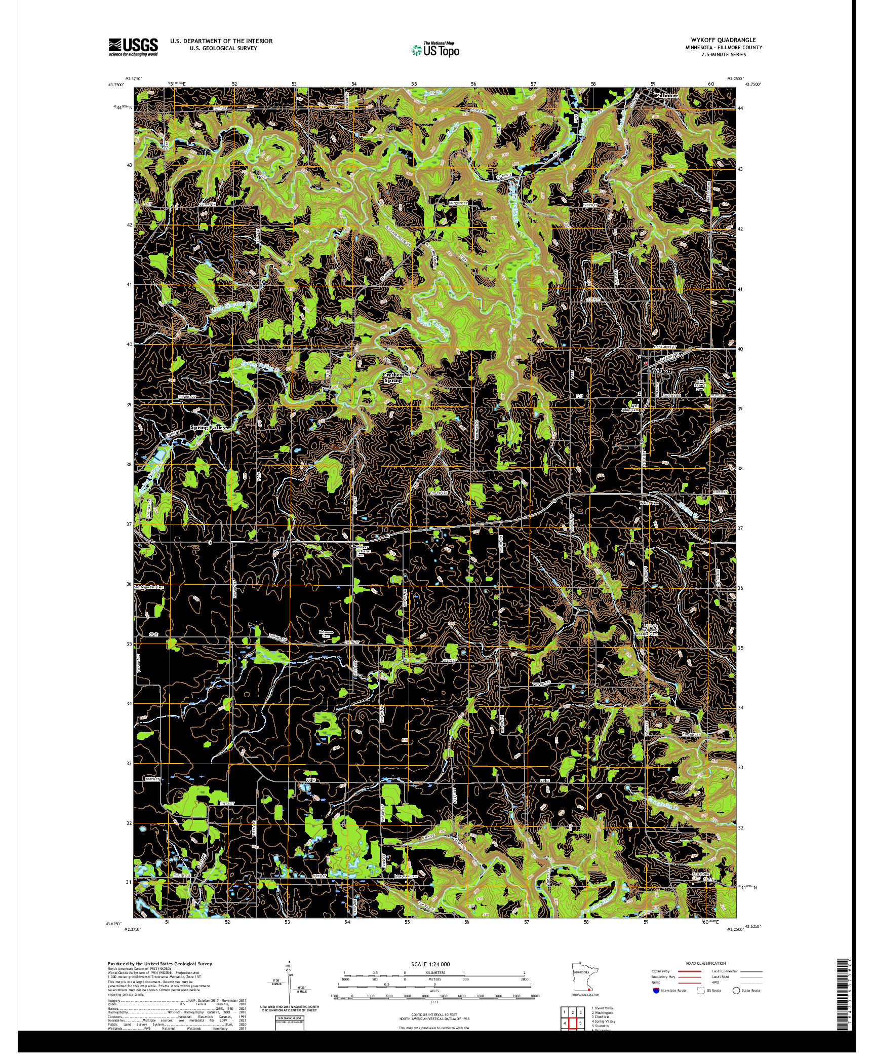 US TOPO 7.5-MINUTE MAP FOR WYKOFF, MN