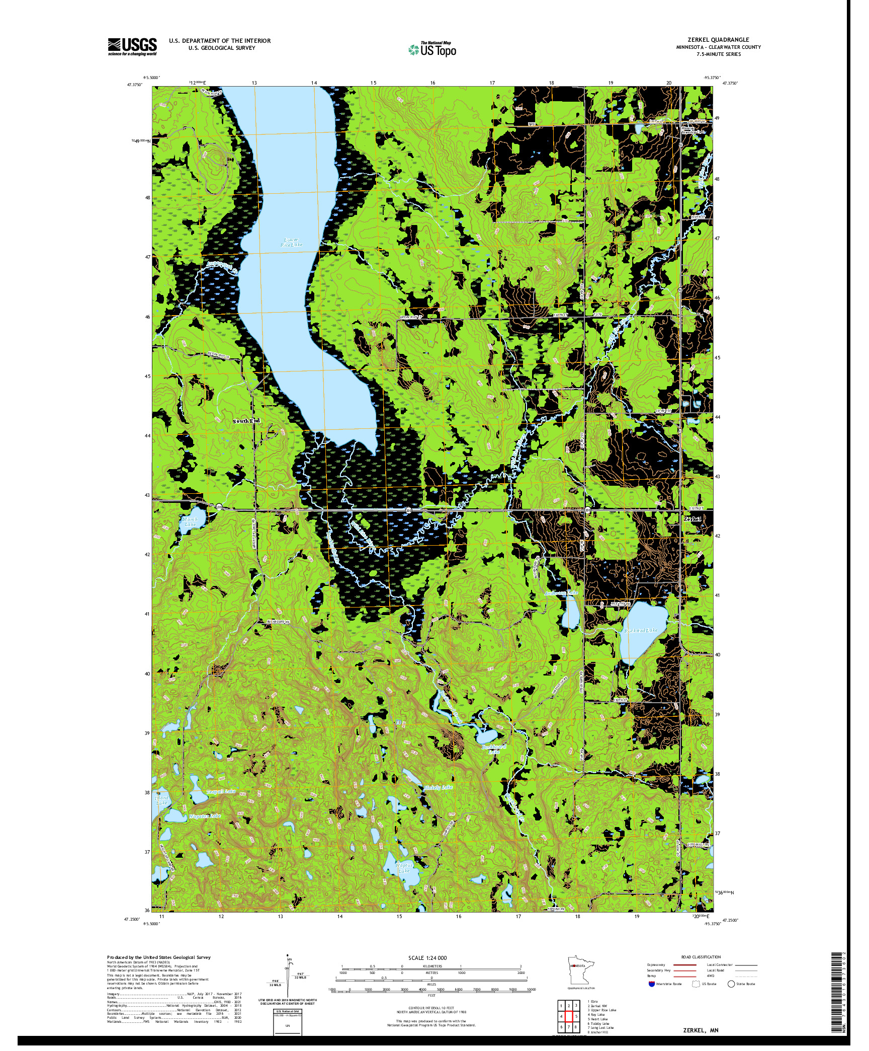 US TOPO 7.5-MINUTE MAP FOR ZERKEL, MN