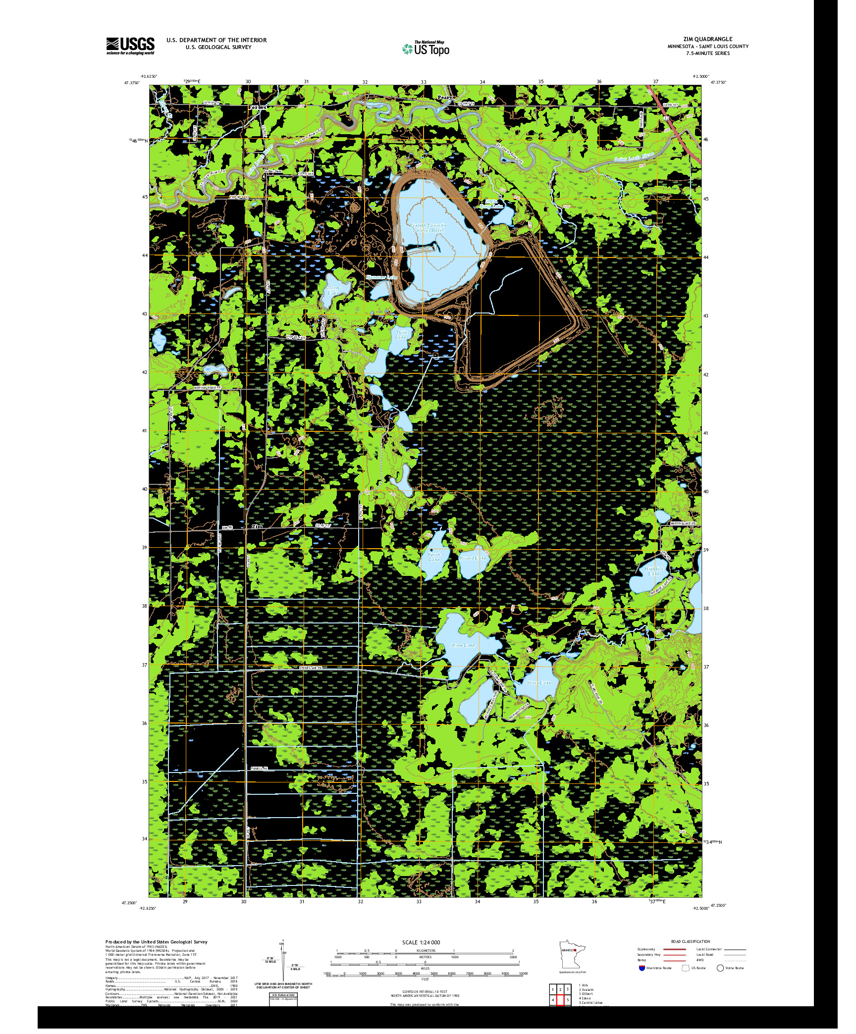 US TOPO 7.5-MINUTE MAP FOR ZIM, MN